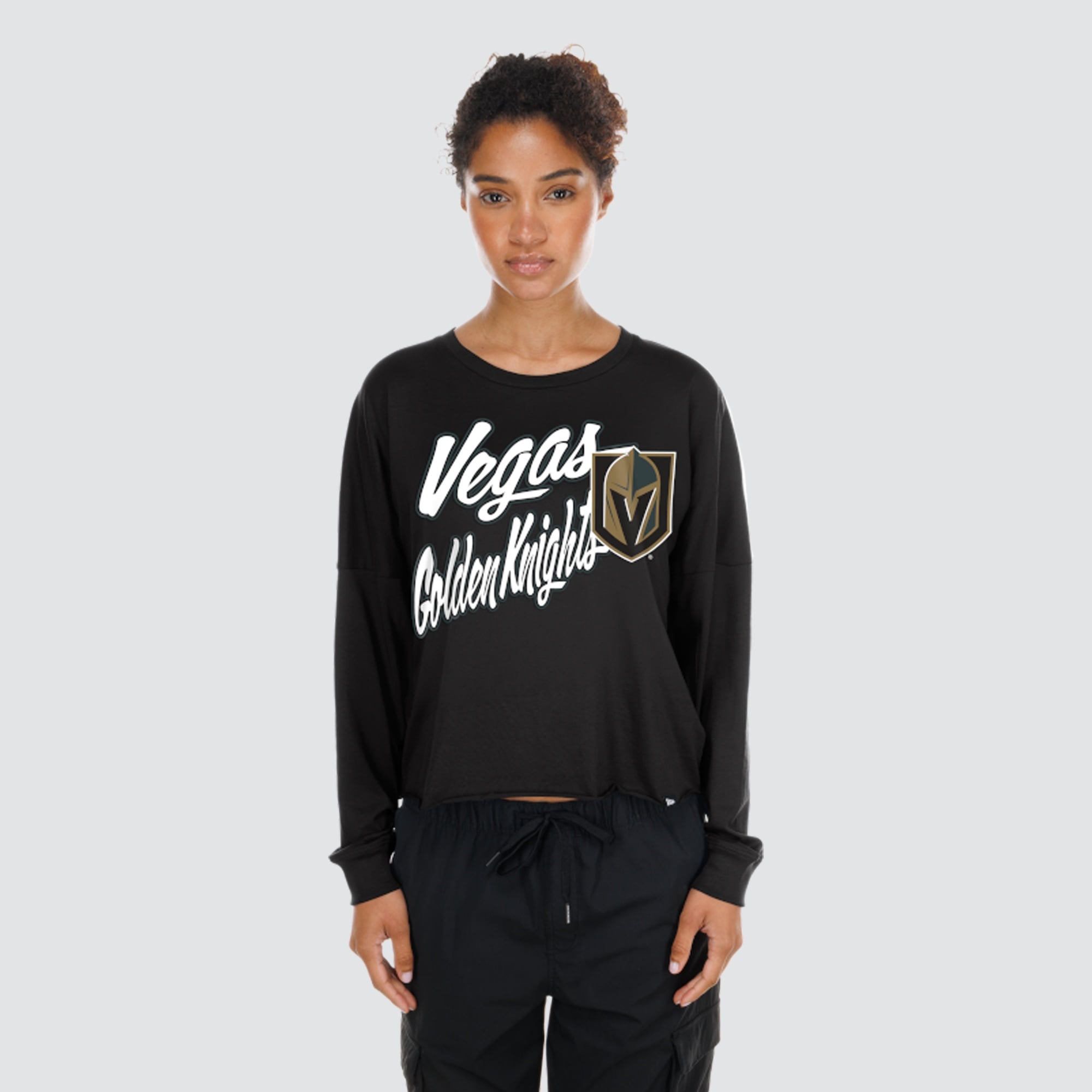 T-shirt à manches longues oversize New Era noir Vegas Golden Knights pour femme