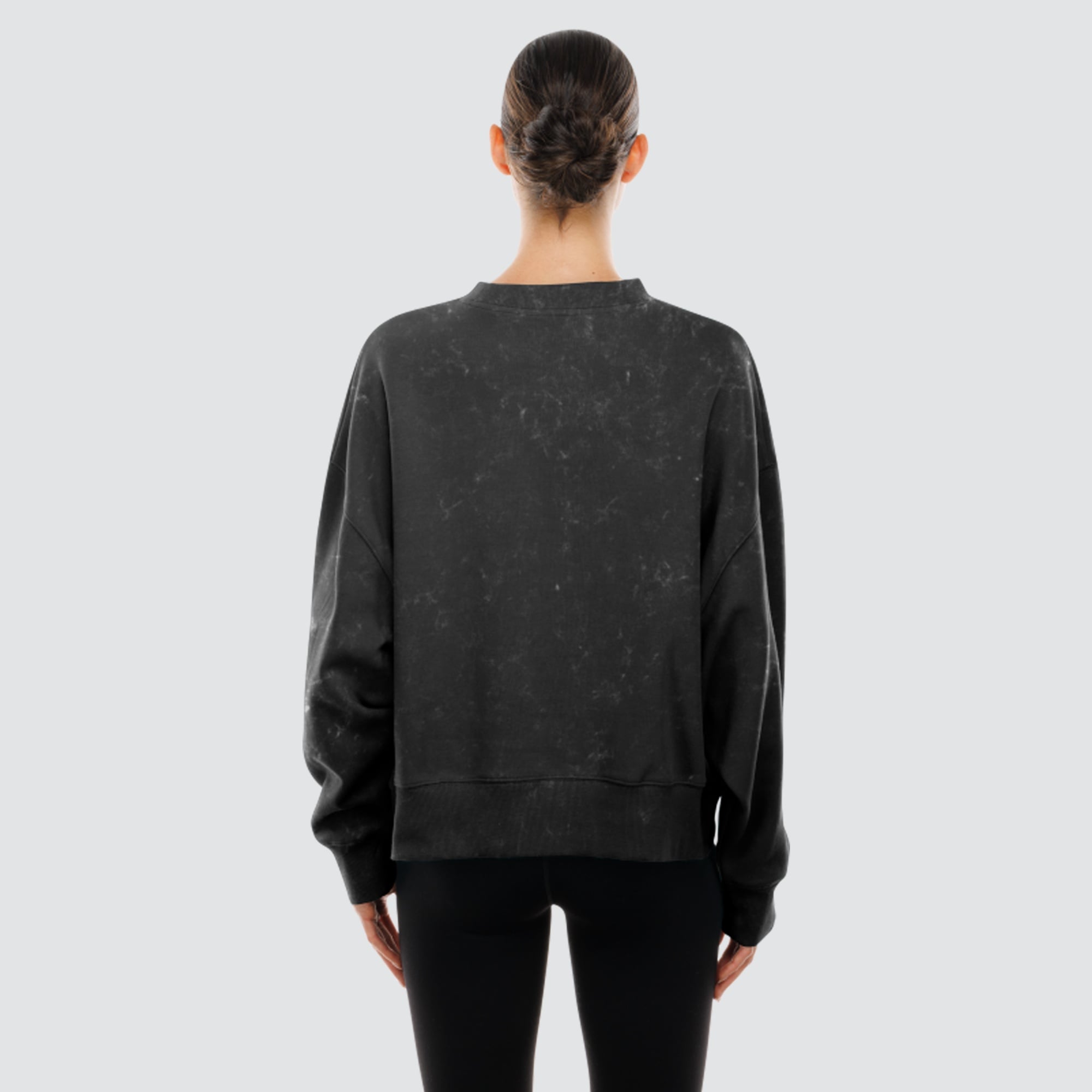 Sweat-shirt à col rond New Era noir Vegas Golden Knights Throwback en molleton délavé l'huile minérale pour femme