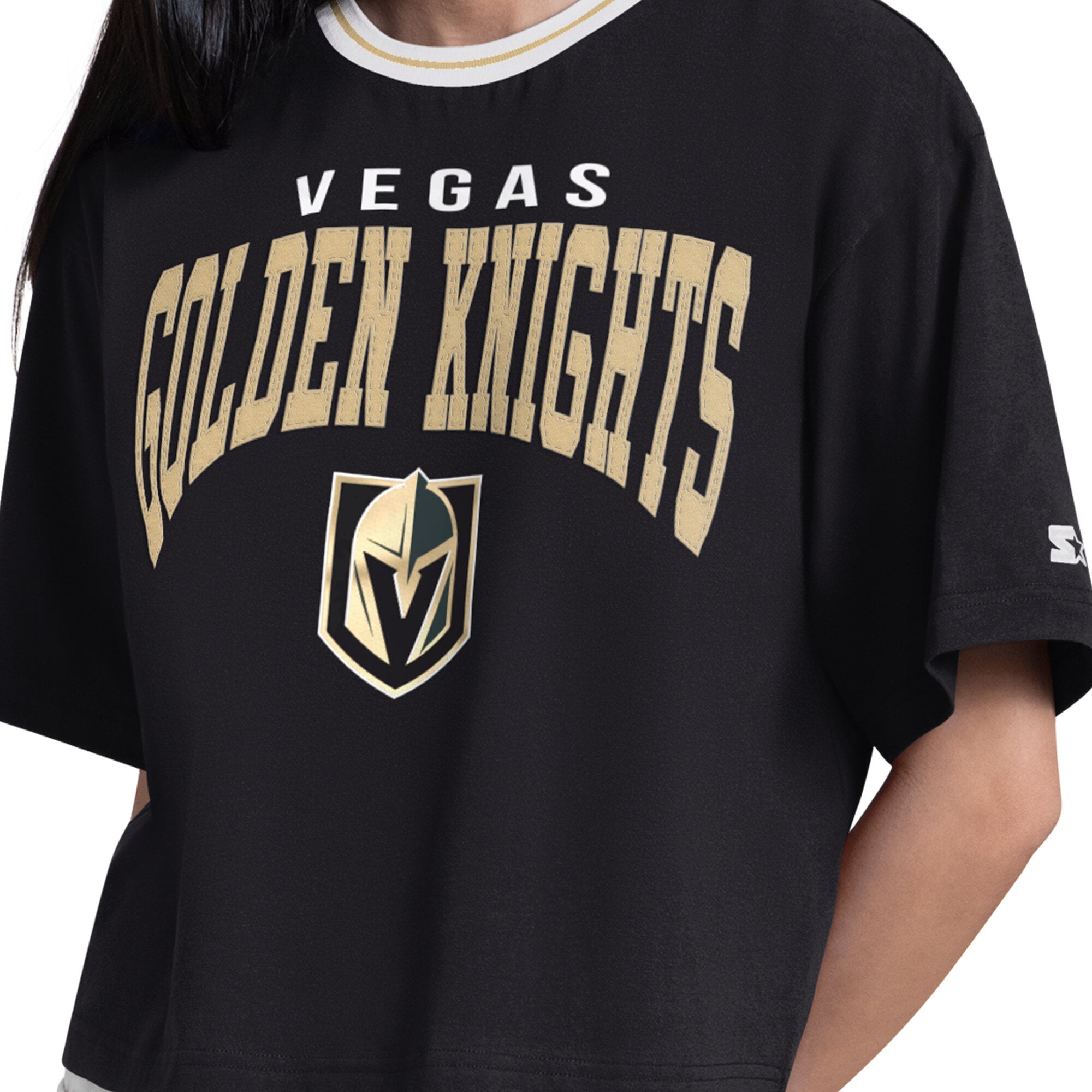 Women's Starter Black Vegas Golden Knights Ace Cropped T-Shirt