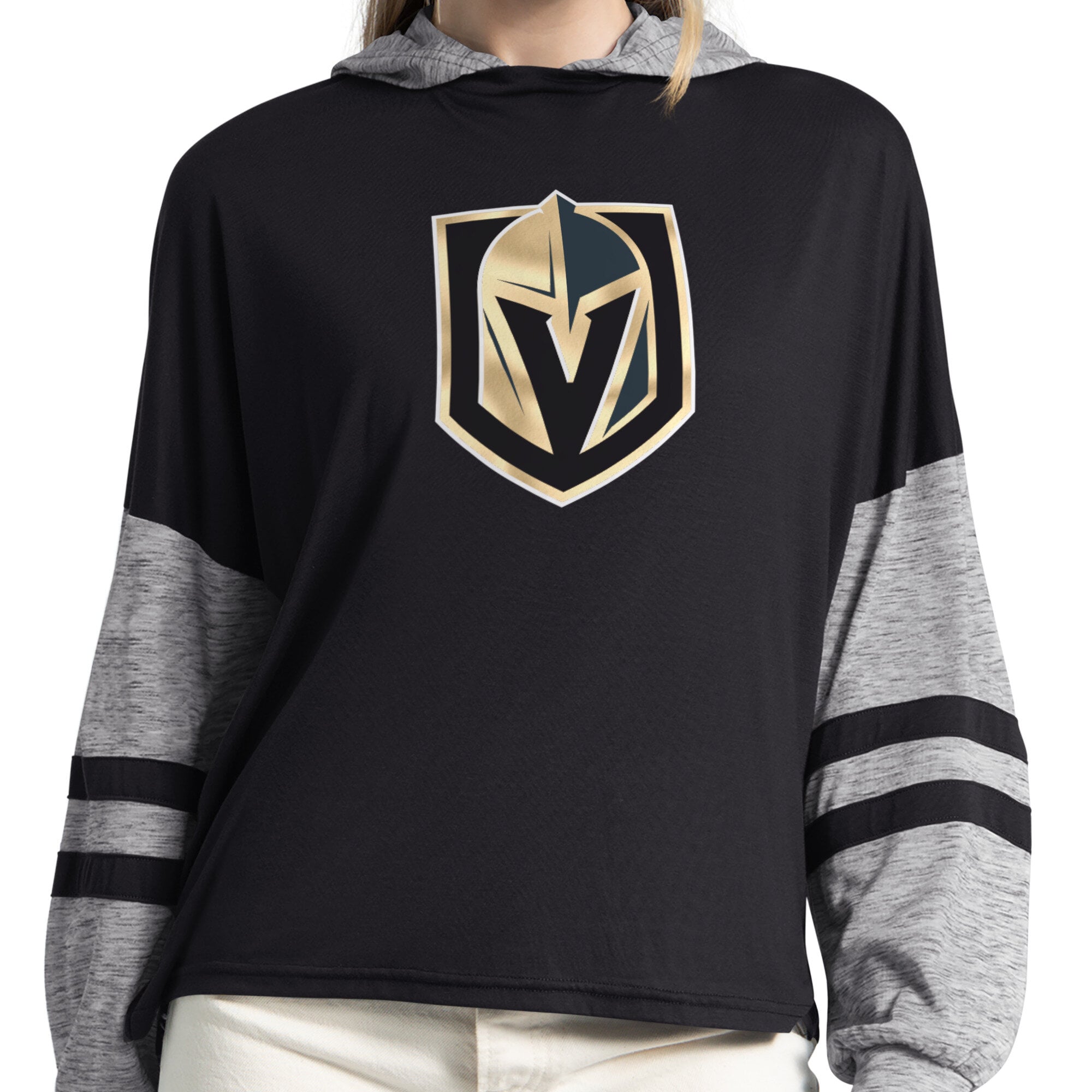 T-shirt à capuche manches longues Starter Black Vegas Golden Knights Fuel Up pour femmes