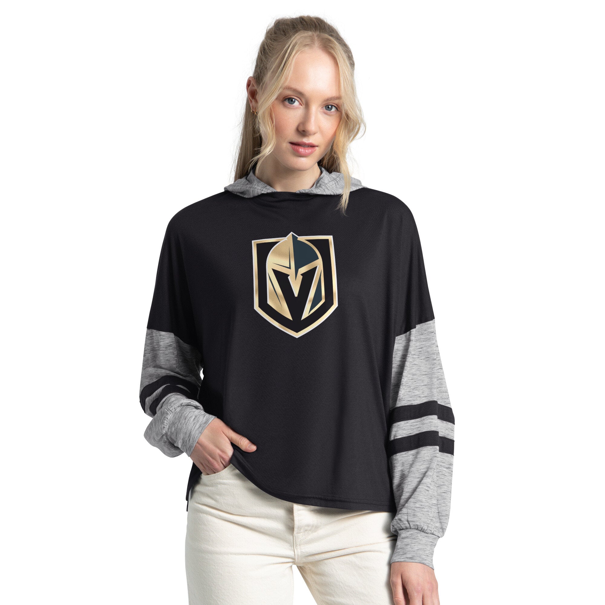 T-shirt à capuche manches longues Starter Black Vegas Golden Knights Fuel Up pour femmes