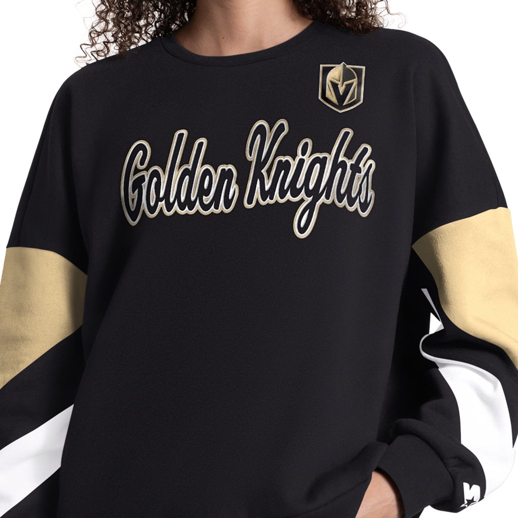 Sweat-shirt à manches longues Vegas Golden Knights Starter noir à blocs de couleur Grand Chelem pour femme