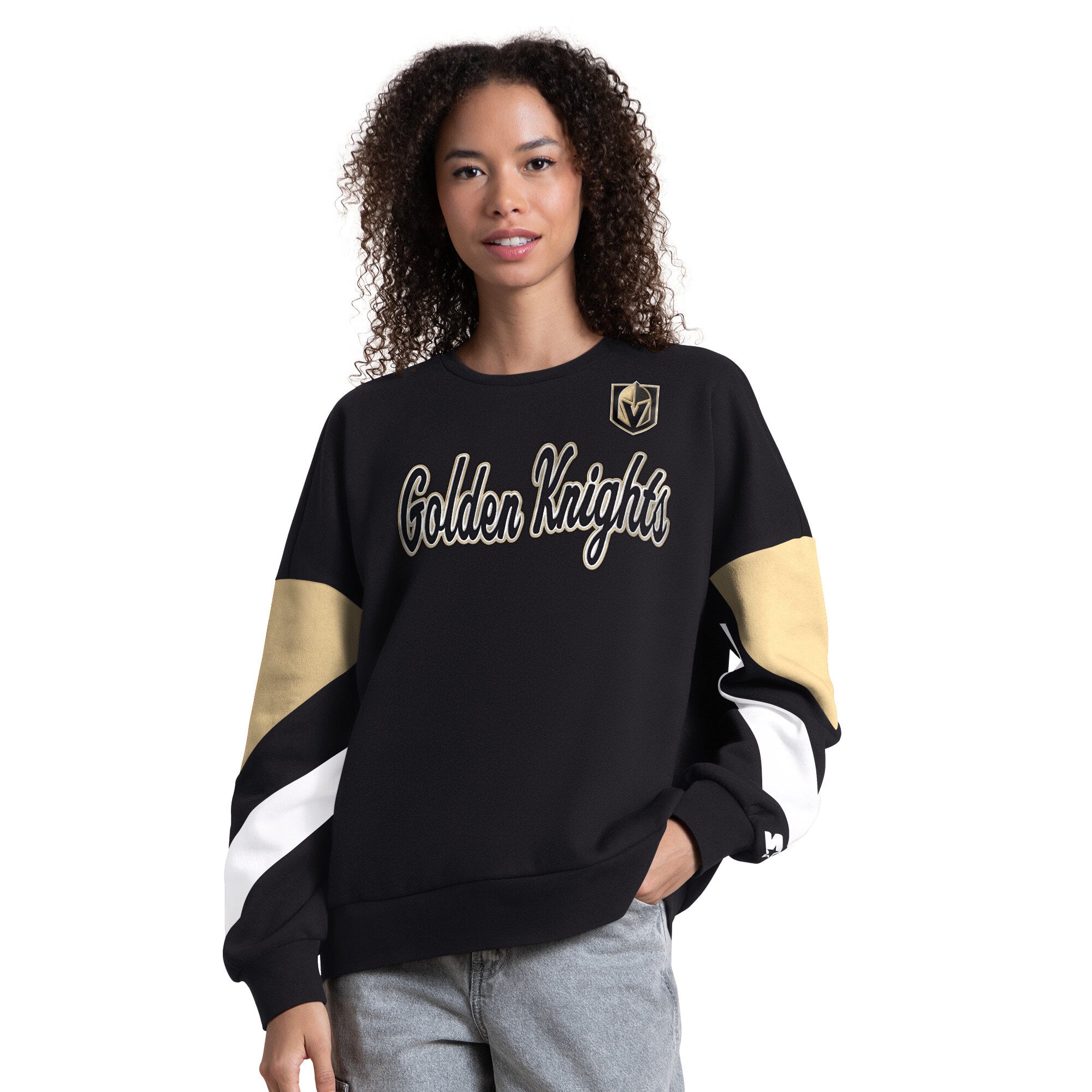Sweat-shirt à manches longues et color block noir Vegas Golden Knights Grand Slam de Starter pour femme