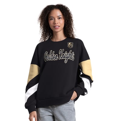 Women's Vegas Golden Knights Starter Black Grand Slam Sleeve Color Block Sweatshirt