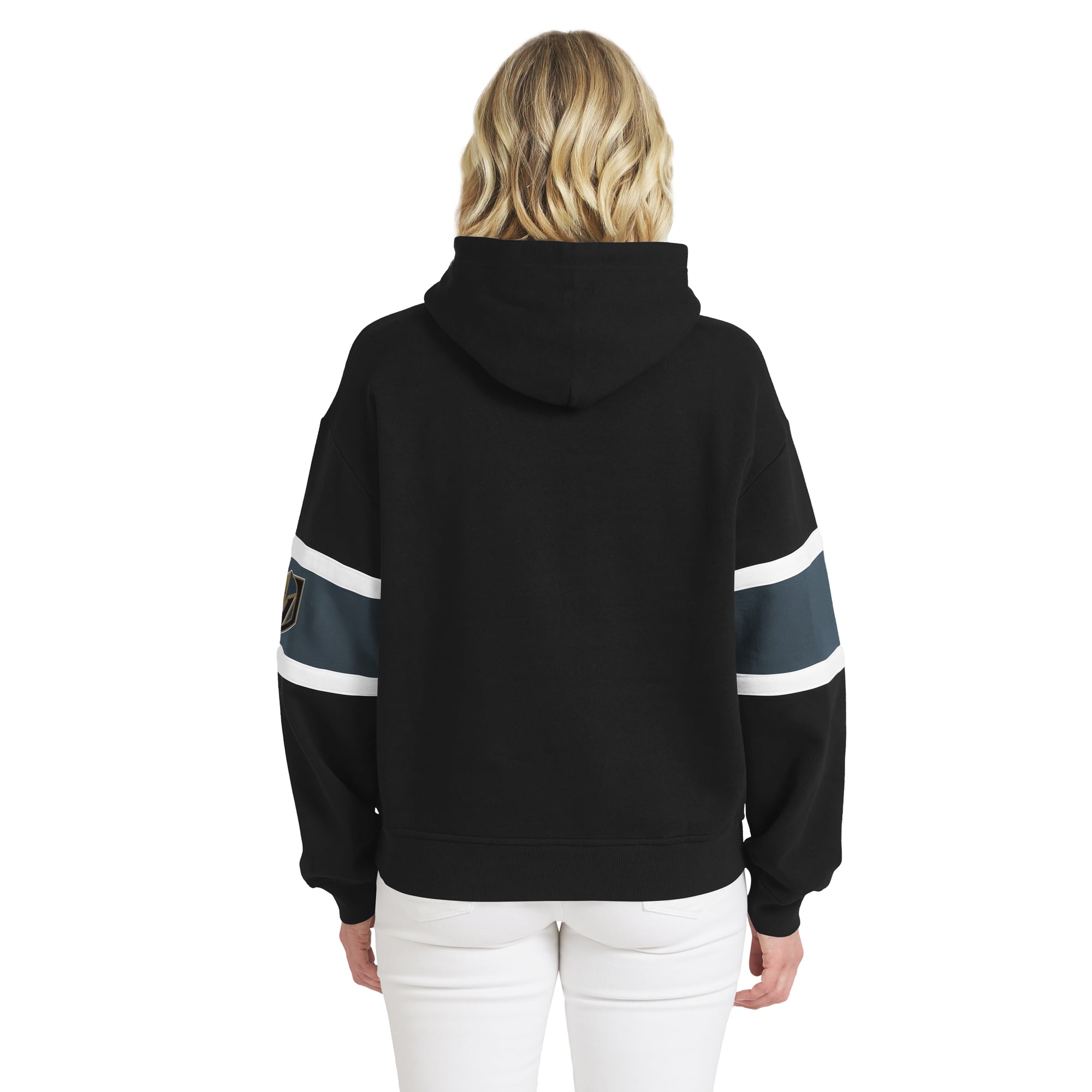 Sweat à capuche rayé noir Vegas Golden Knights de la marque WEAR by Erin Andrews pour femme
