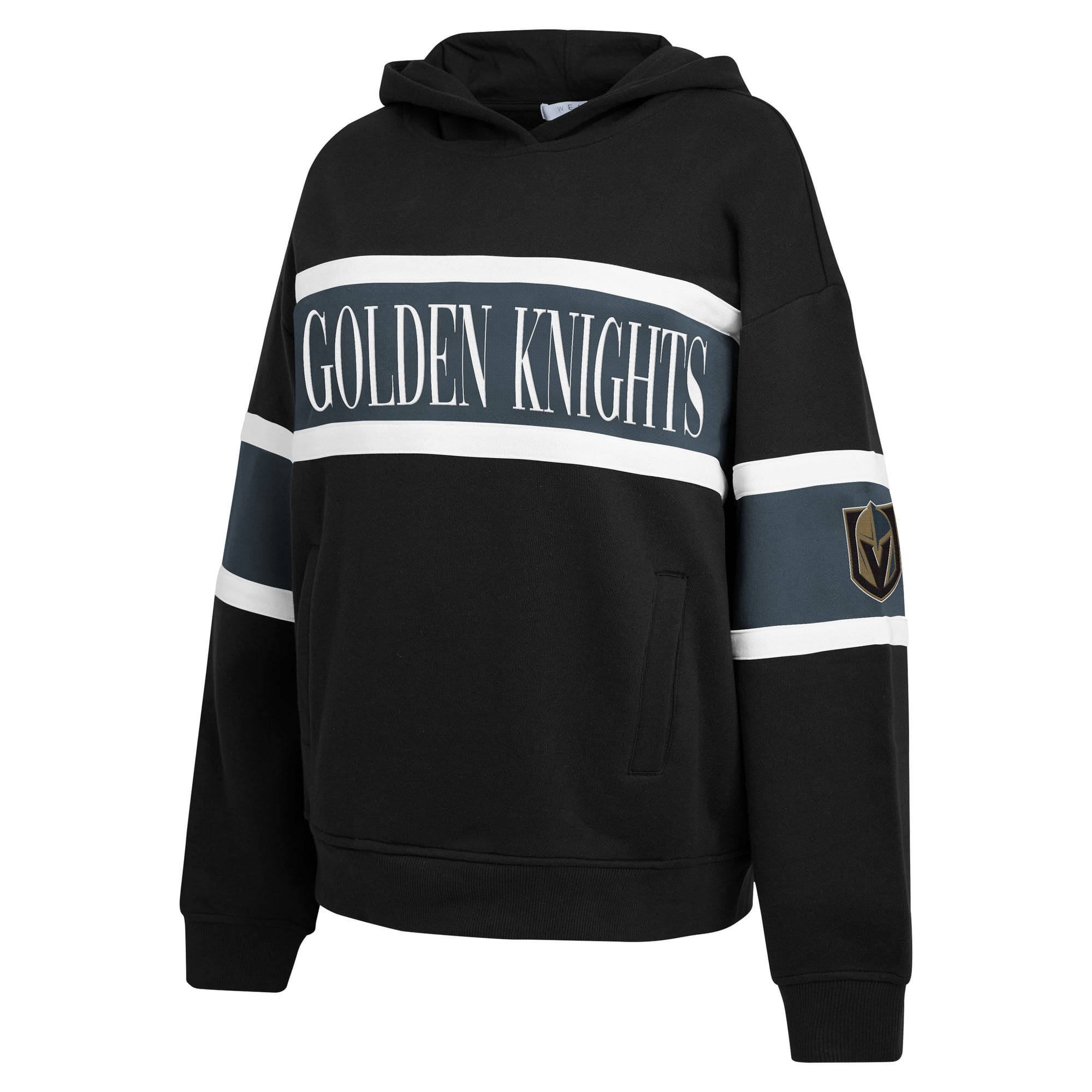 Sweat à capuche rayé noir Vegas Golden Knights de la marque WEAR by Erin Andrews pour femme