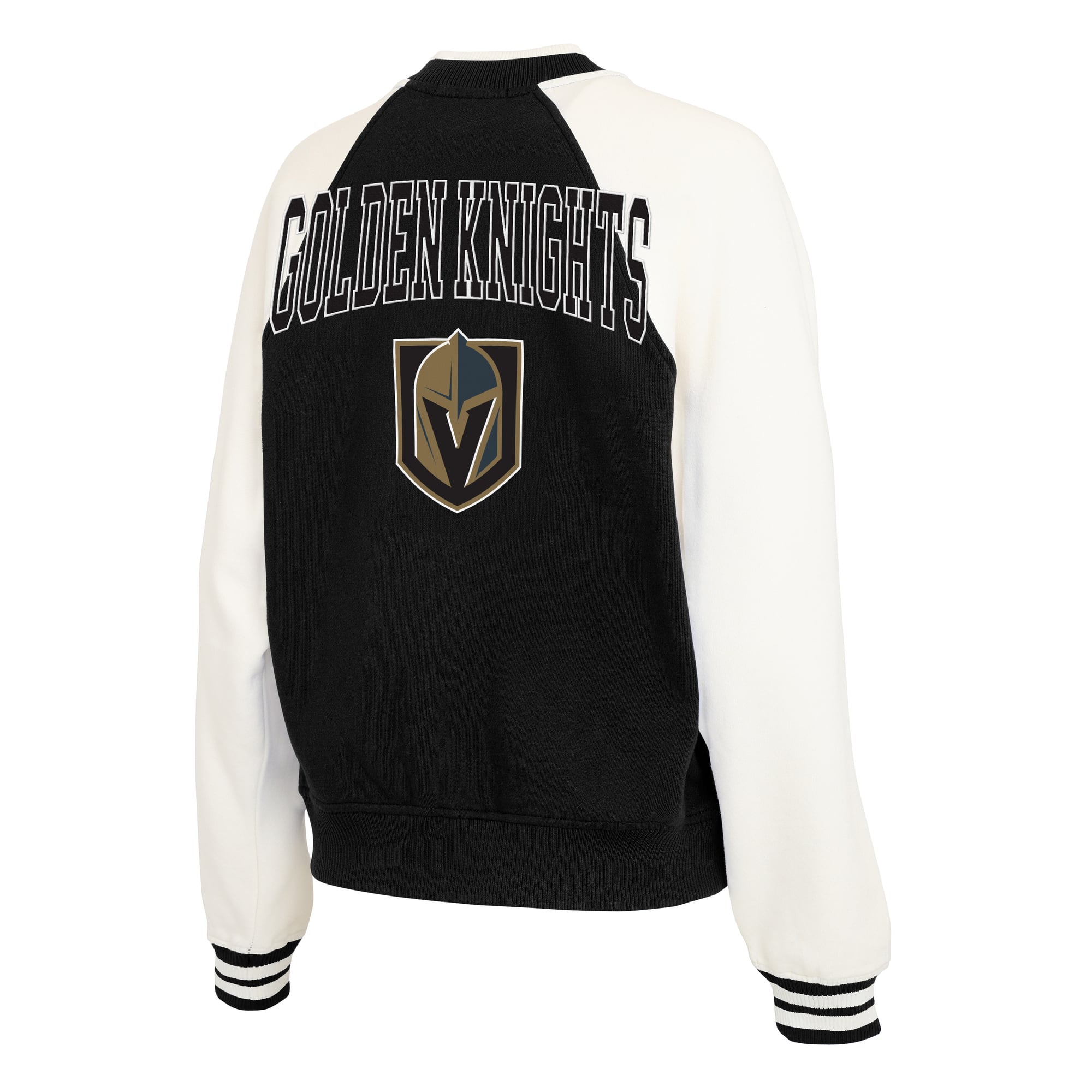 Women's WEAR by Erin Andrews Black/White Vegas Golden Knights Fleece Varsity Full-Zip Jacket