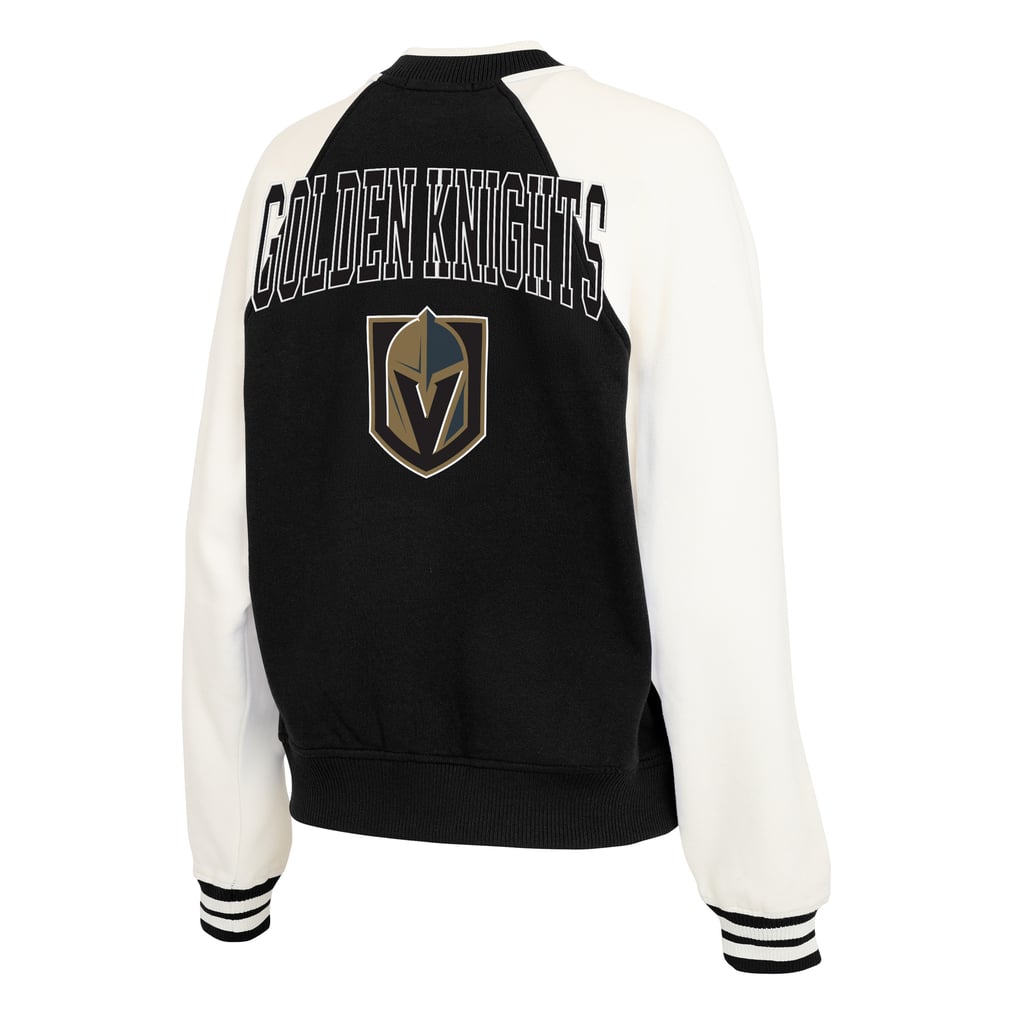 Vegas Golden Knights WEAR by Erin Andrews Women's Fleece Varsity Full-Zip Jacket - Black/White