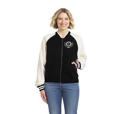 Vegas Golden Knights WEAR by Erin Andrews Women's Fleece Varsity Full-Zip Jacket - Black/White