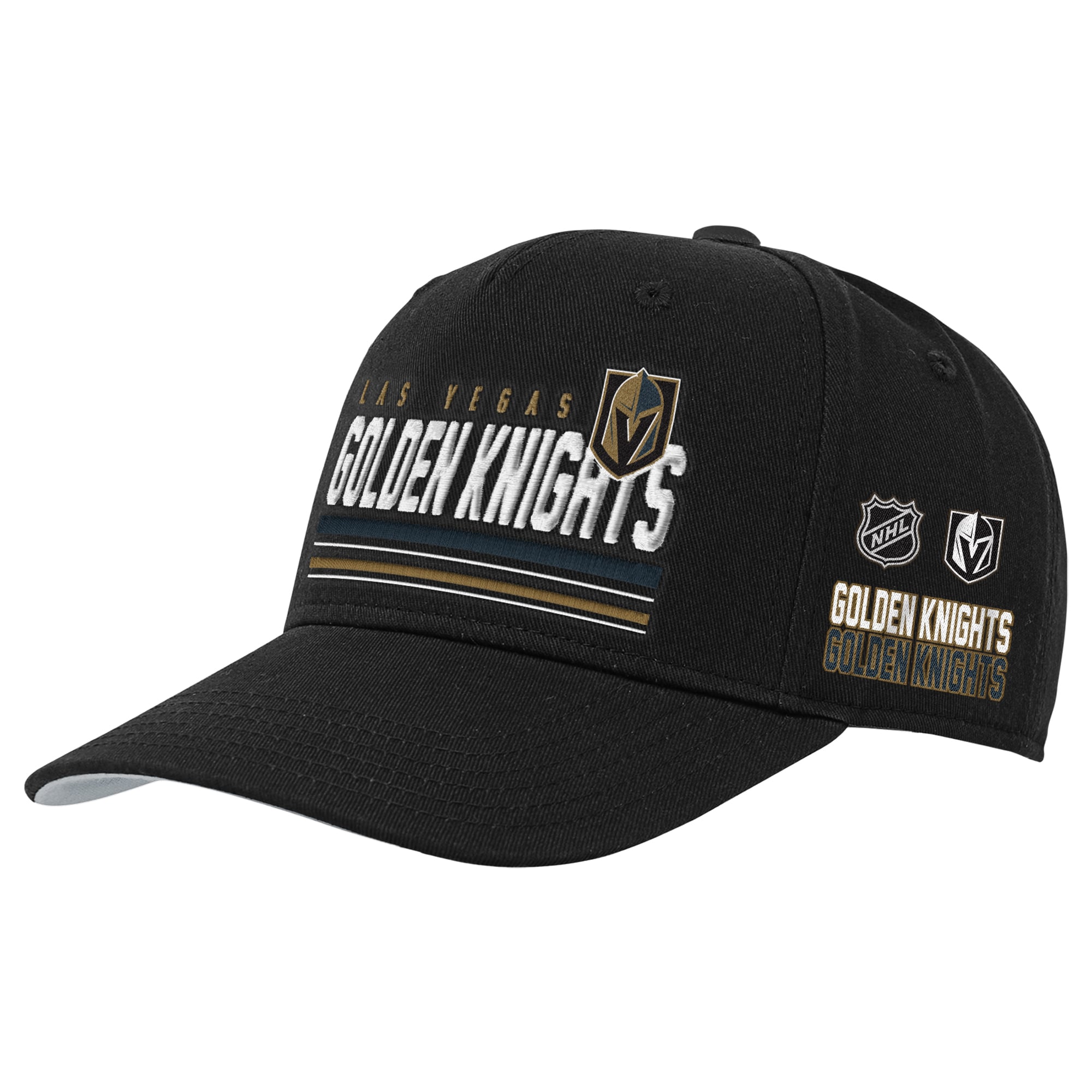 Youth Mitchell & Ness Black Vegas Golden Knights Triple Play Pro Pinch Snapback Hat
