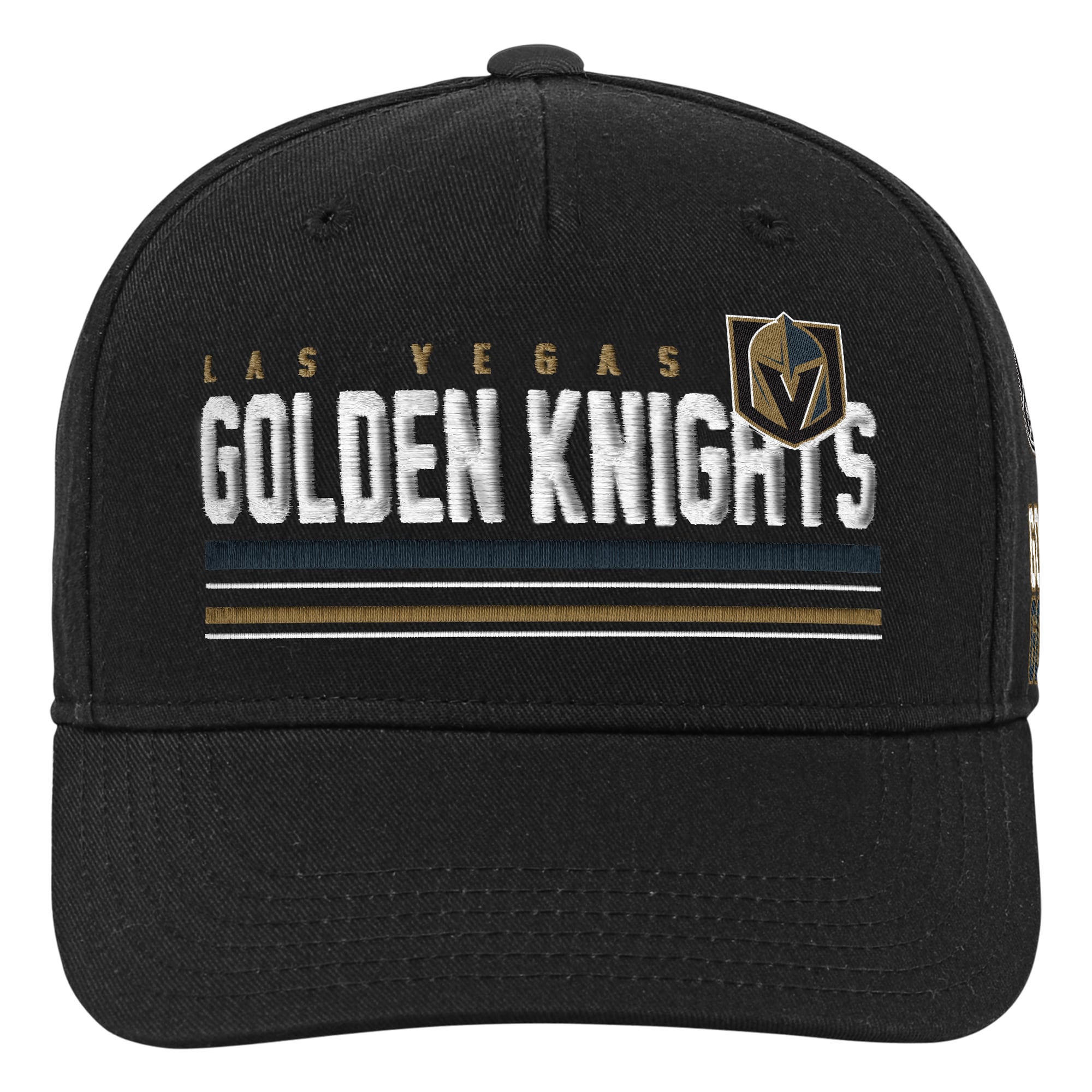 Youth Mitchell & Ness Black Vegas Golden Knights Triple Play Pro Pinch Snapback Hat