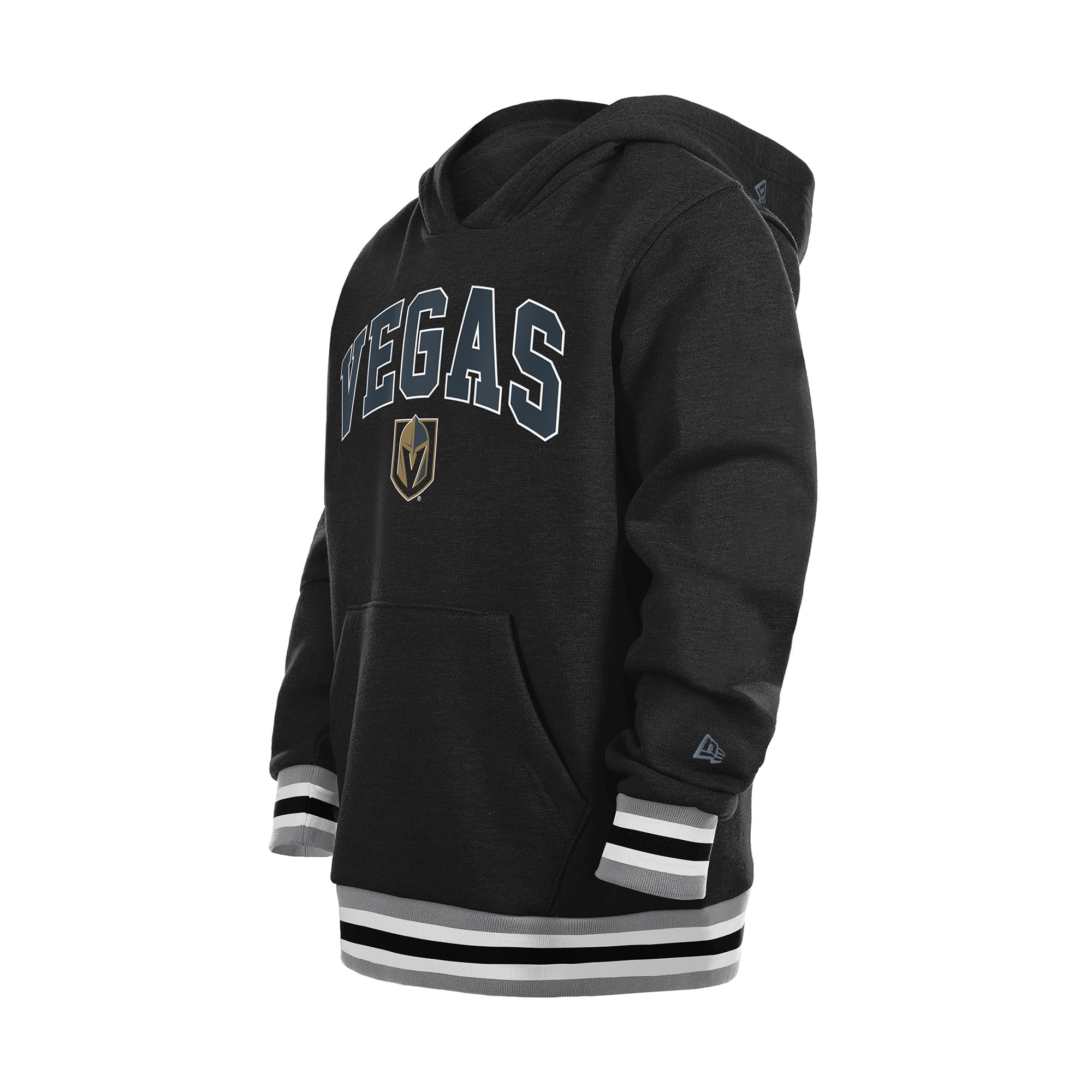 Sweat à capuche New Era noir Vegas Golden Knights pour jeunes, finitions tricotées.