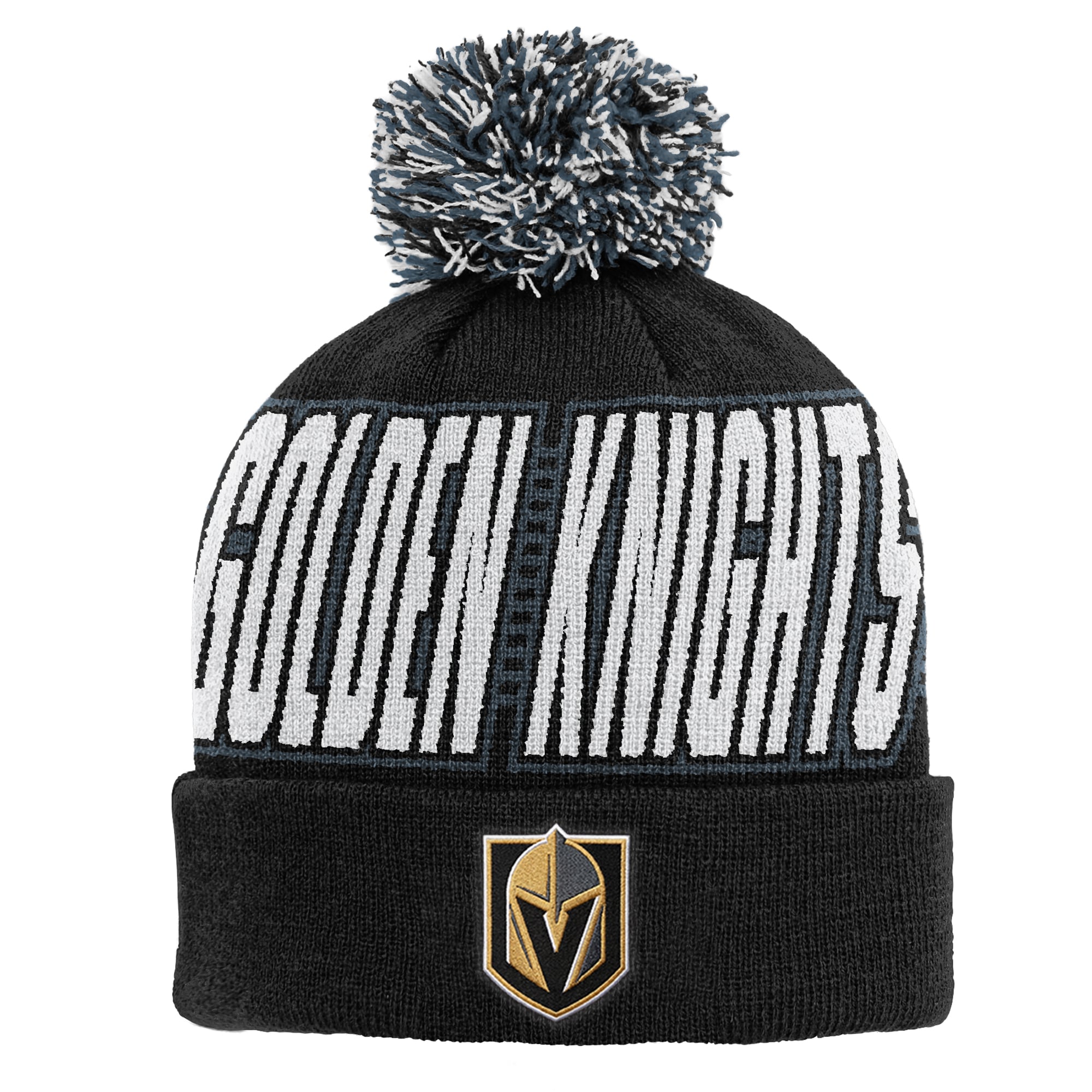 Youth Outerstuff Black Vegas Golden Knights Cuffed Knit Hat with Pom