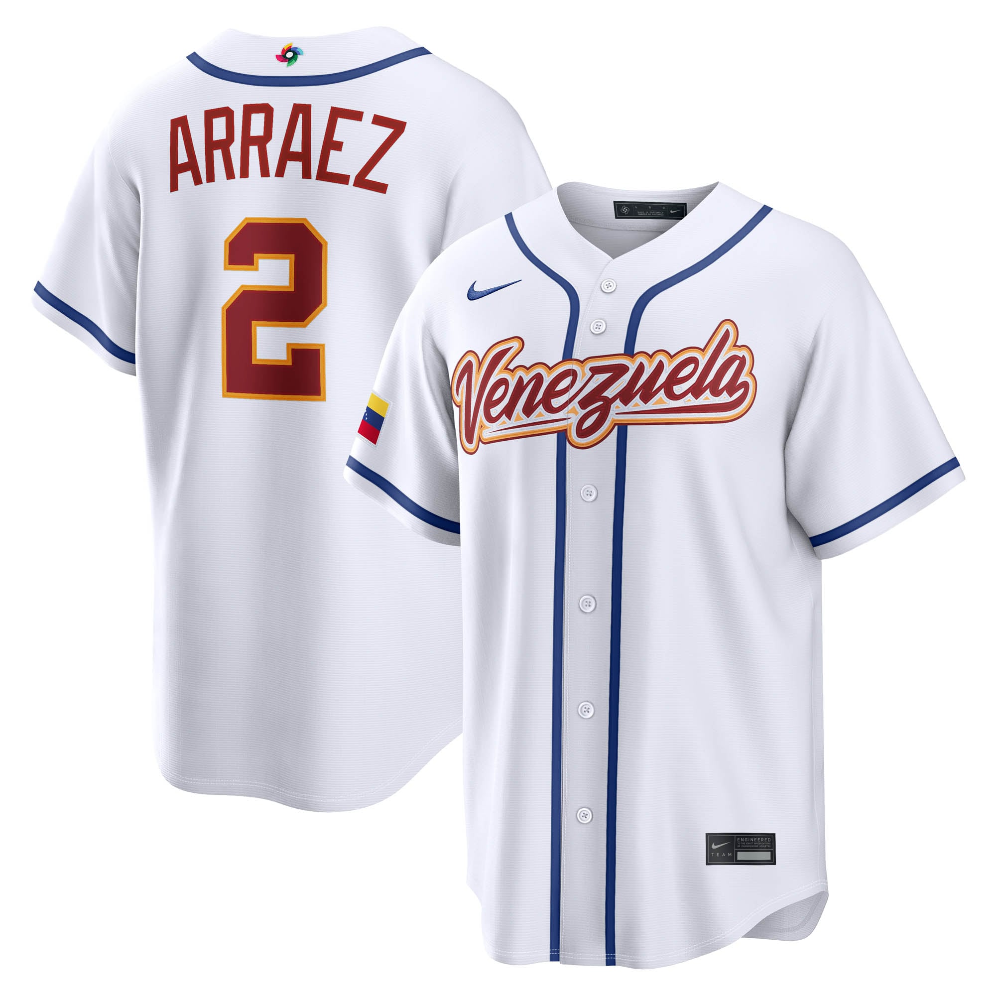 Maillot domicile Nike Luis Arraez blanc Venezuela baseball Classique mondiale de 2026 pour homme