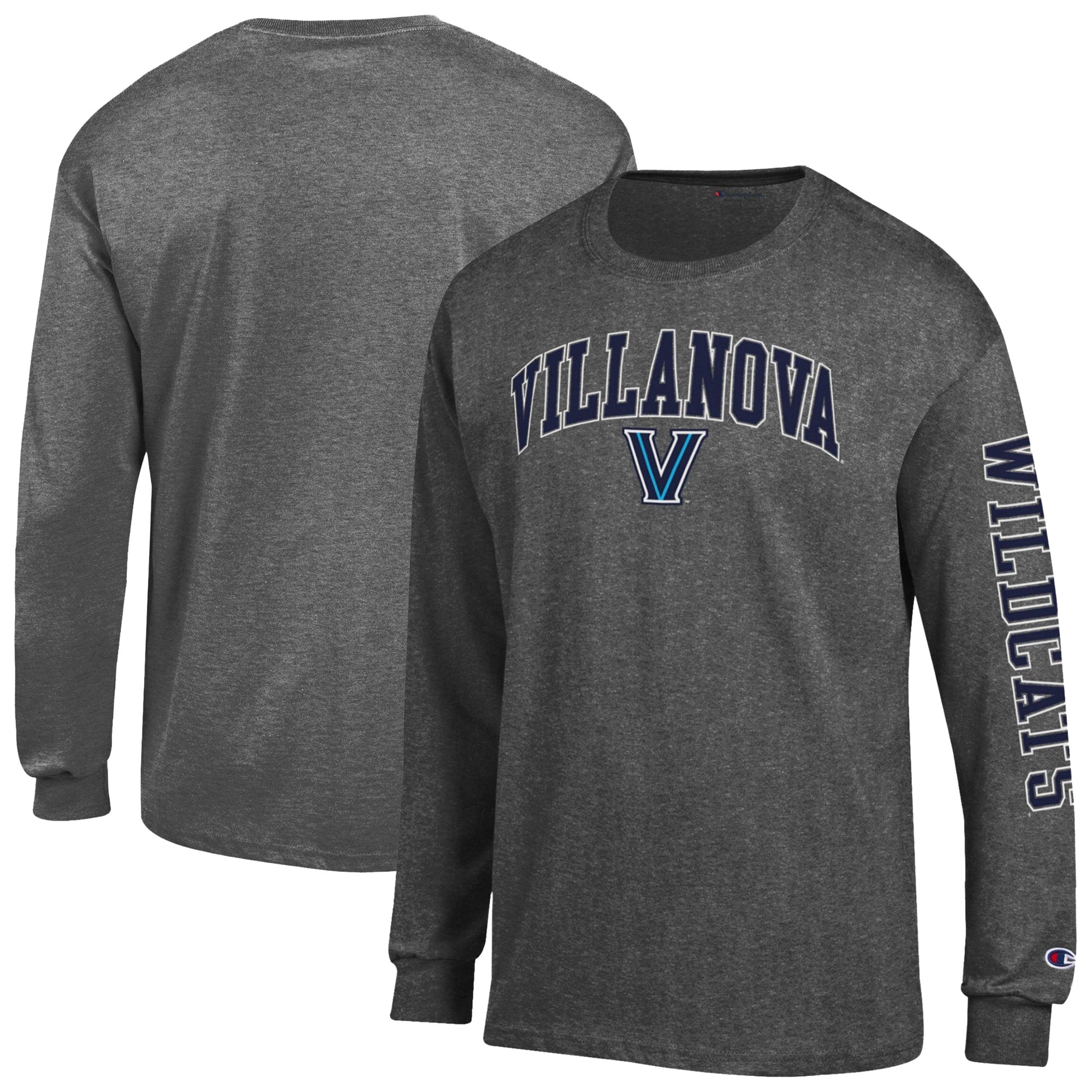 T-shirt à manches longues pour homme Champion Heather Gray Villanova Wildcats Arch Logo