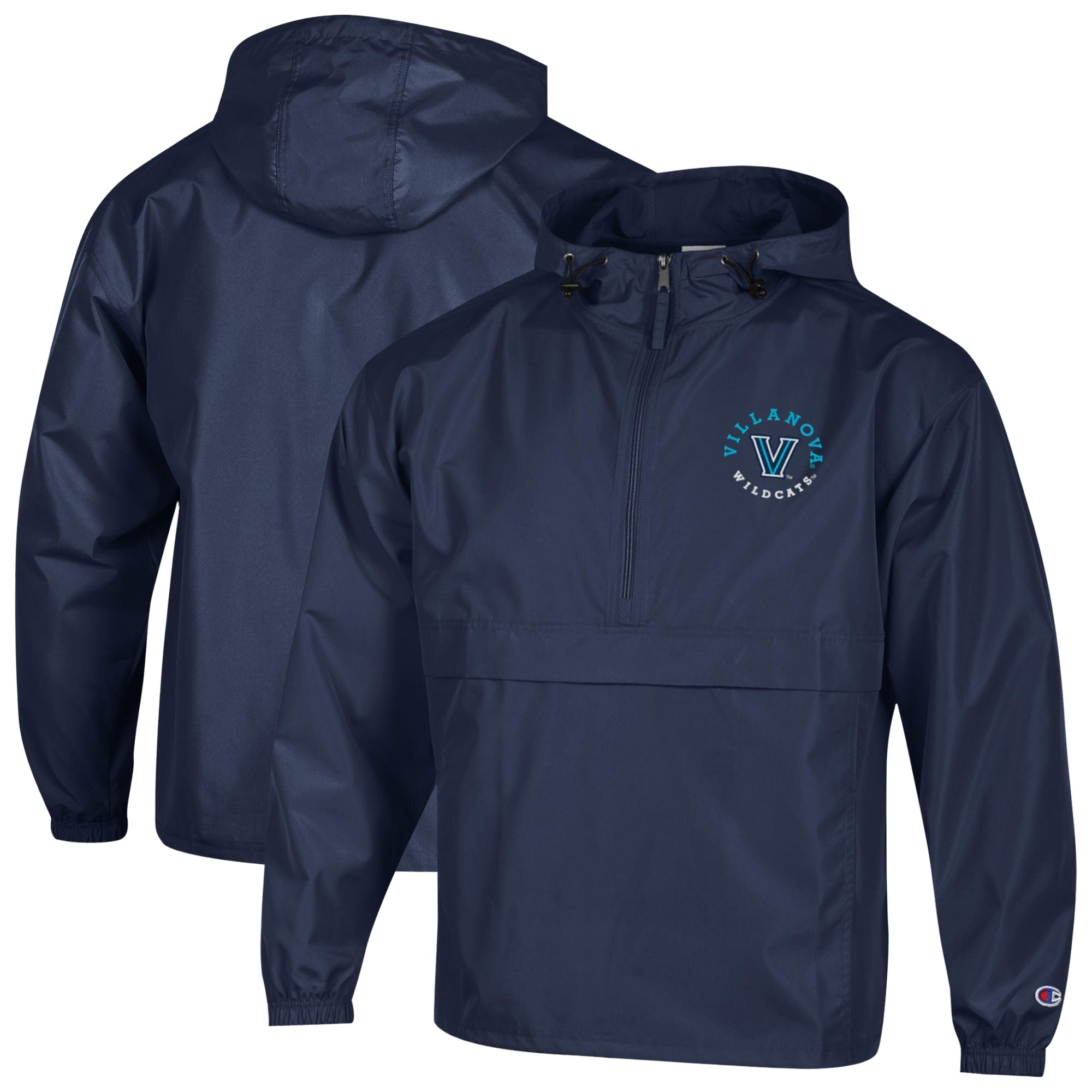 Veste à capuche zippée demi-zip compressible Champion Navy Villanova Wildcats pour homme