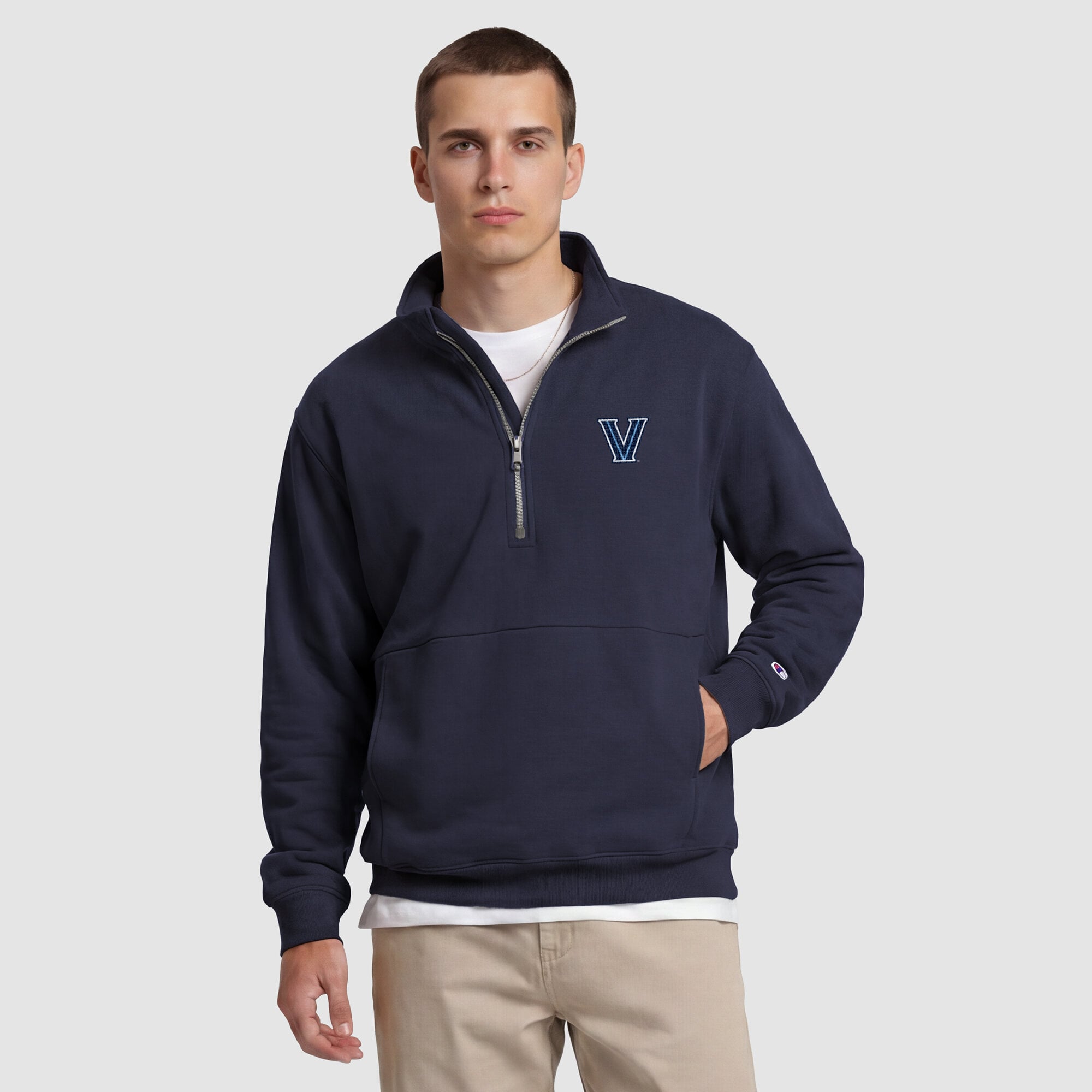Men's Champion Navy Villanova Wildcats Quarter-Zip Fleece Pullover