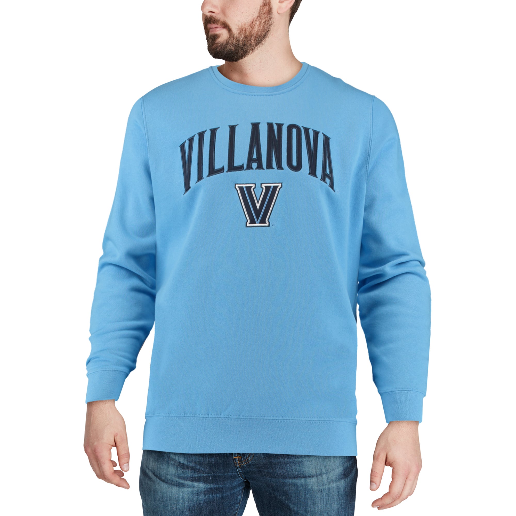 Men's Colosseum Light Blue Villanova Wildcats Arch & Logo Crew
