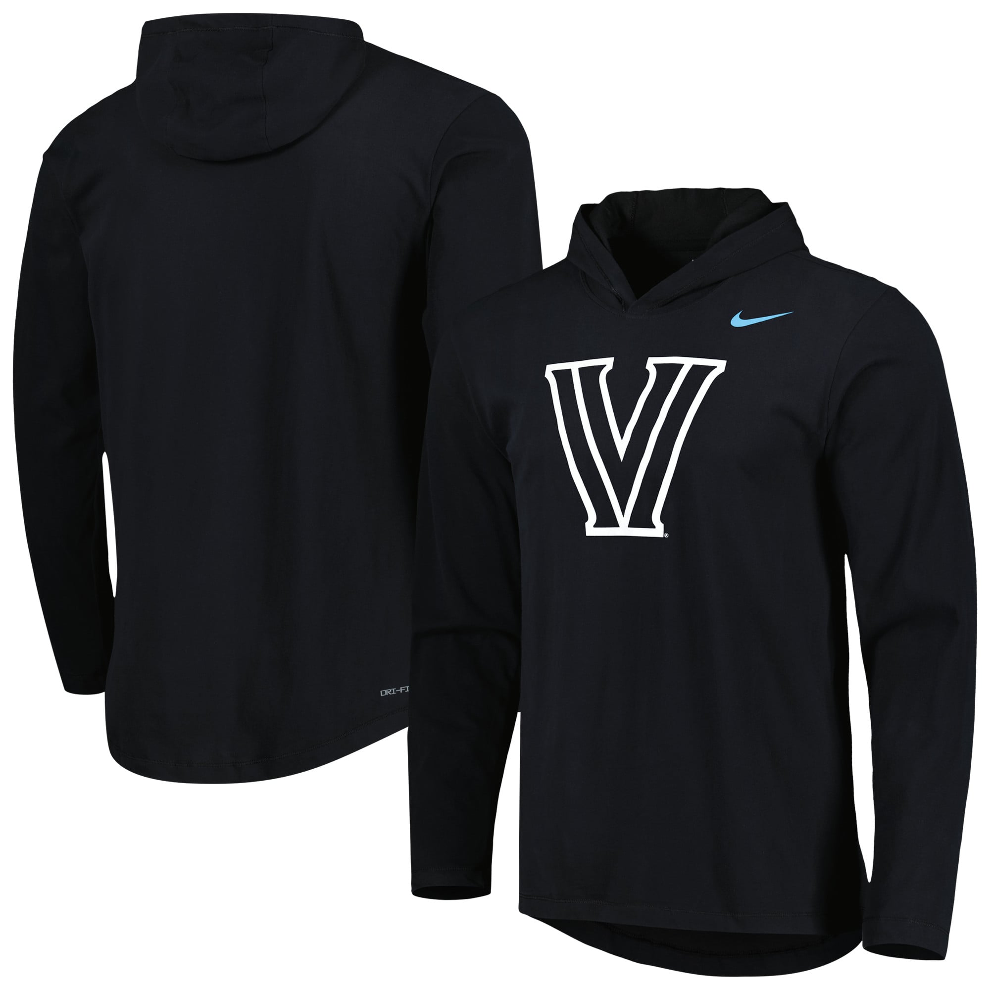 Men's Nike Black Villanova Wildcats Color Pop Performance Hoodie Long Sleeve T-Shirt