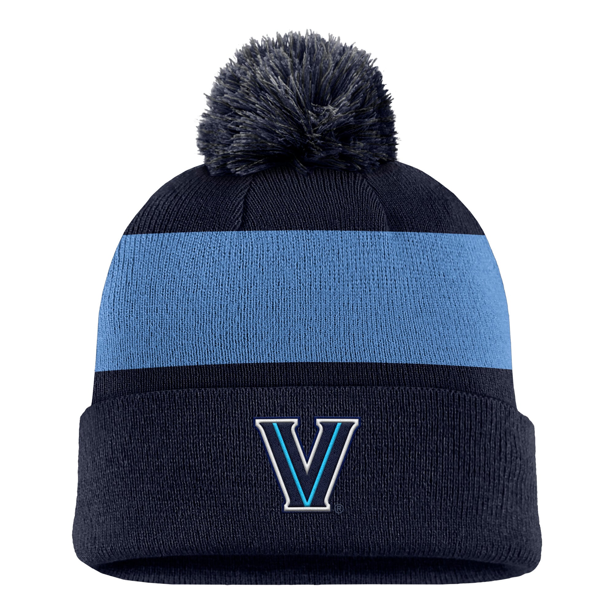 Bonnet à rayures et logo Nike Villanova Wildcats Primetime bleu marine avec pompon