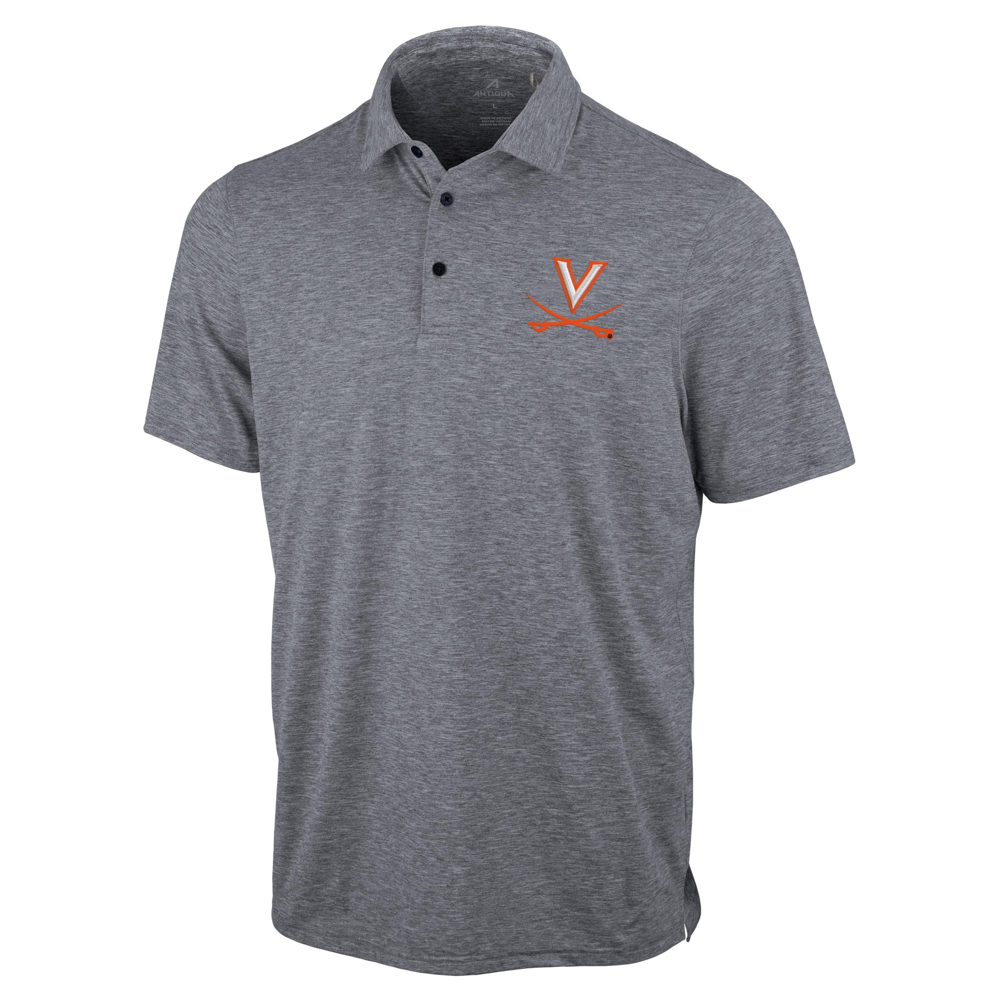 Polo statique Antigua Heather Gray Virginia Cavaliers pour homme