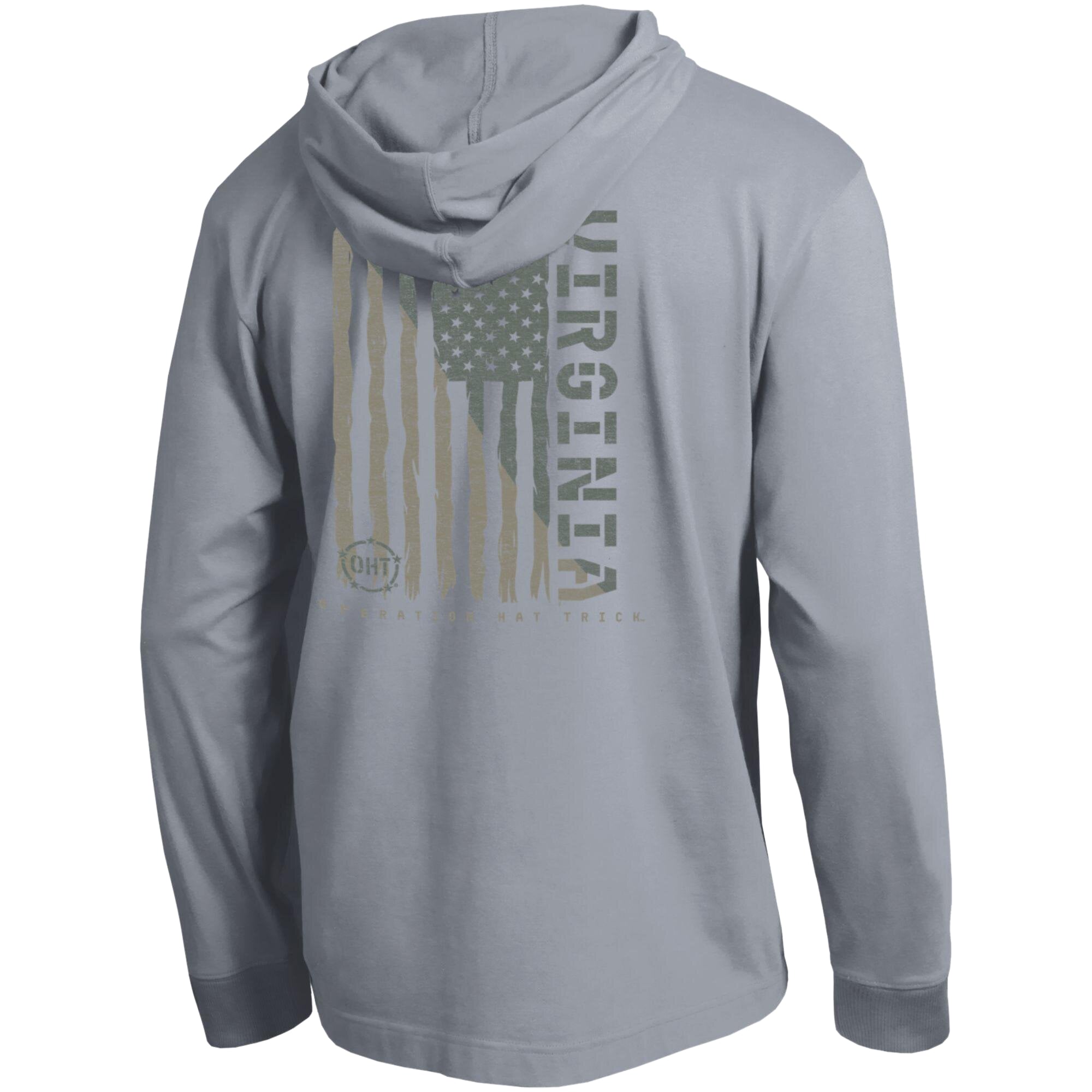 Men's Champion Gray Virginia Cavaliers Operation Hat Trick Flag Hooded Long Sleeve T-Shirt