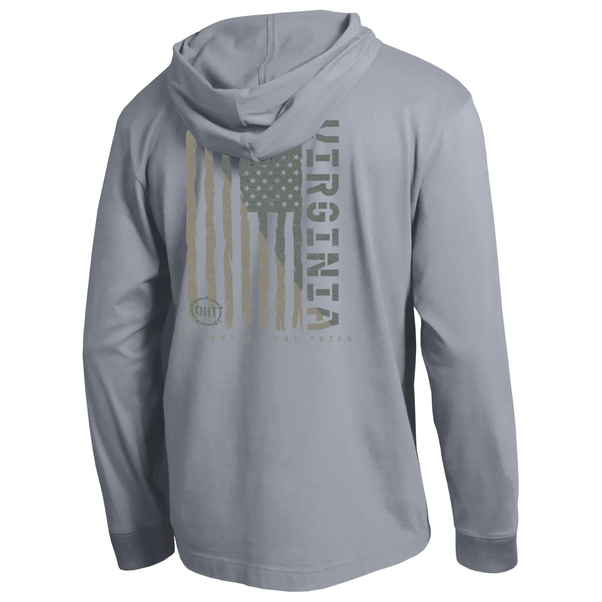 T-shirt à manches longues et capuche Champion Heather Gray Virginia Cavaliers Operation Hat Trick Flag pour homme