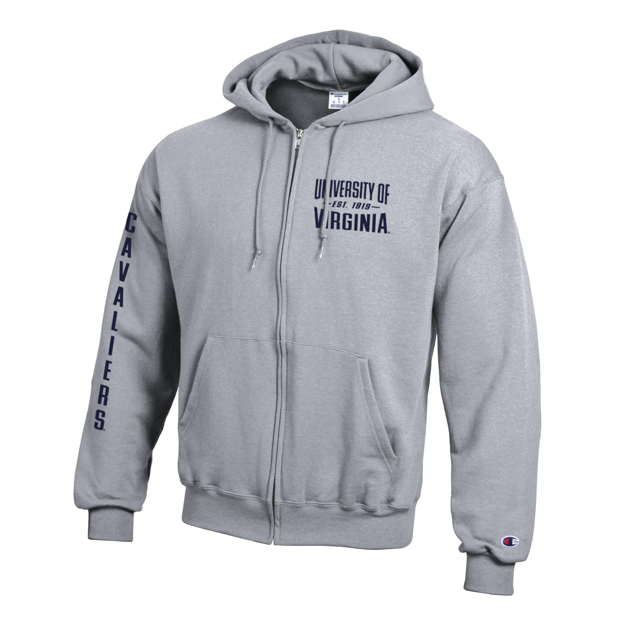 Men's Champion  Heather Gray Virginia Cavaliers Varsity Powerblend Full-Zip Fleece Hoodie