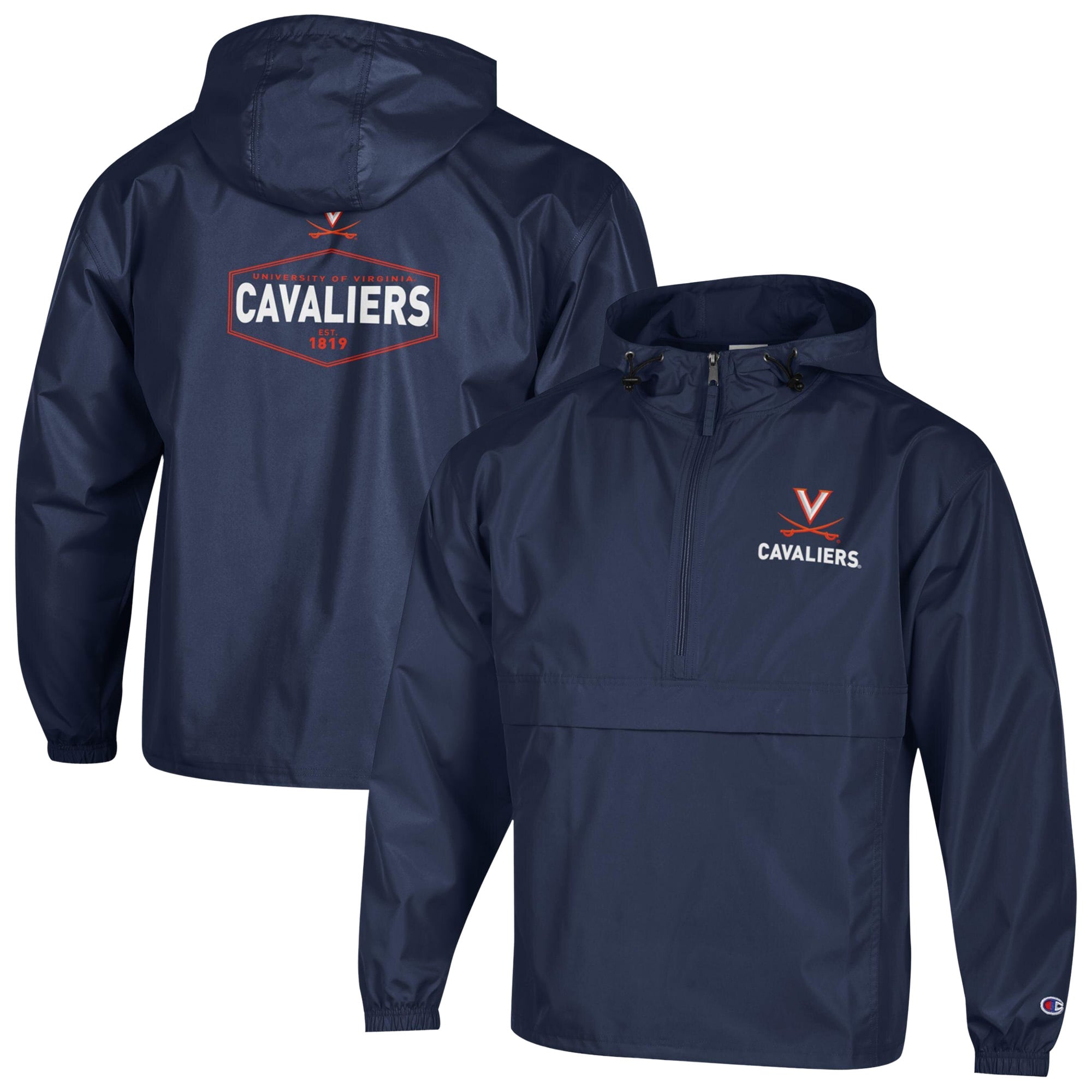 Men's Champion Navy Virginia Cavaliers Delay Packable Half-Zip Jacket