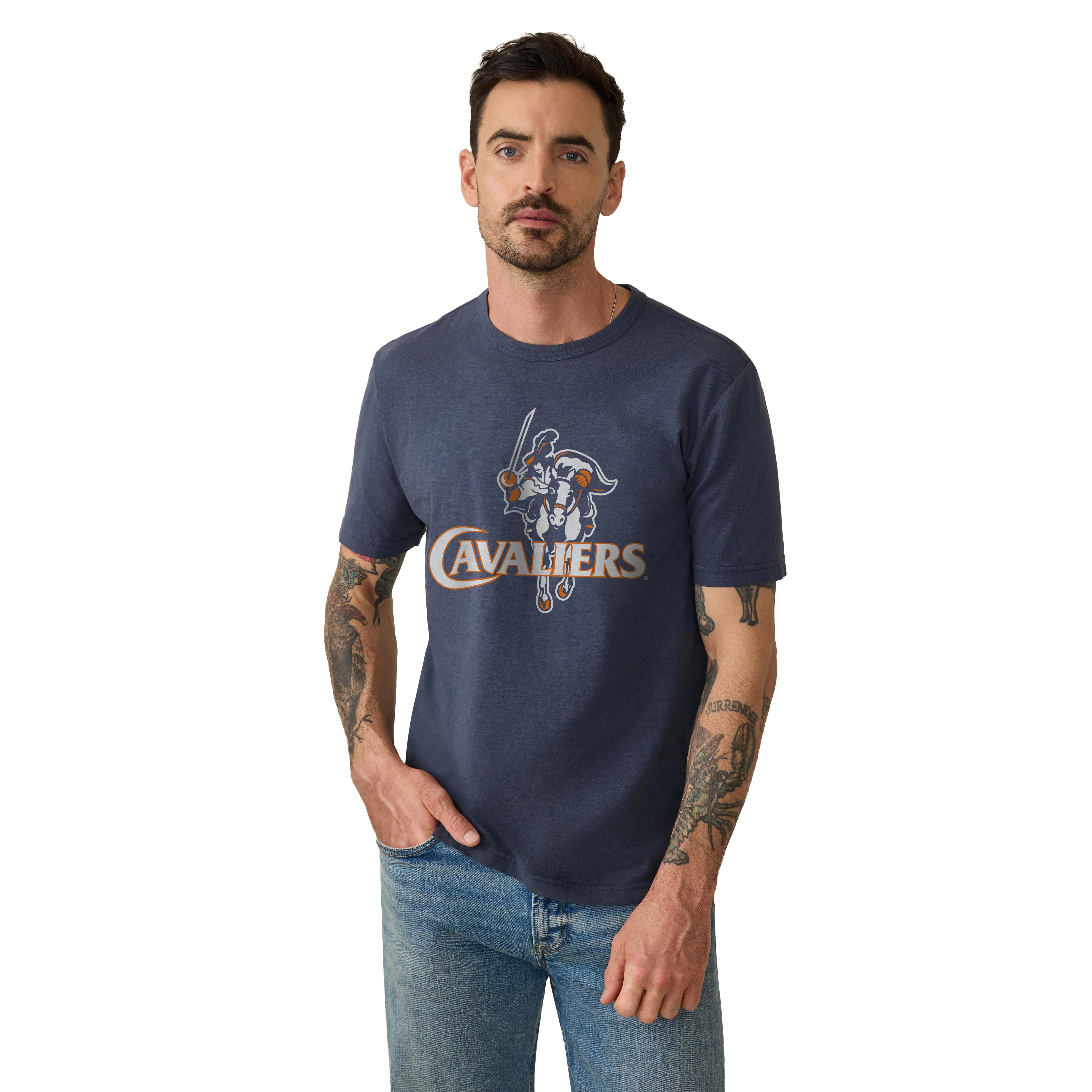 T-shirt homme FAHERTY bleu marine Virginia Cavaliers délavé au soleil