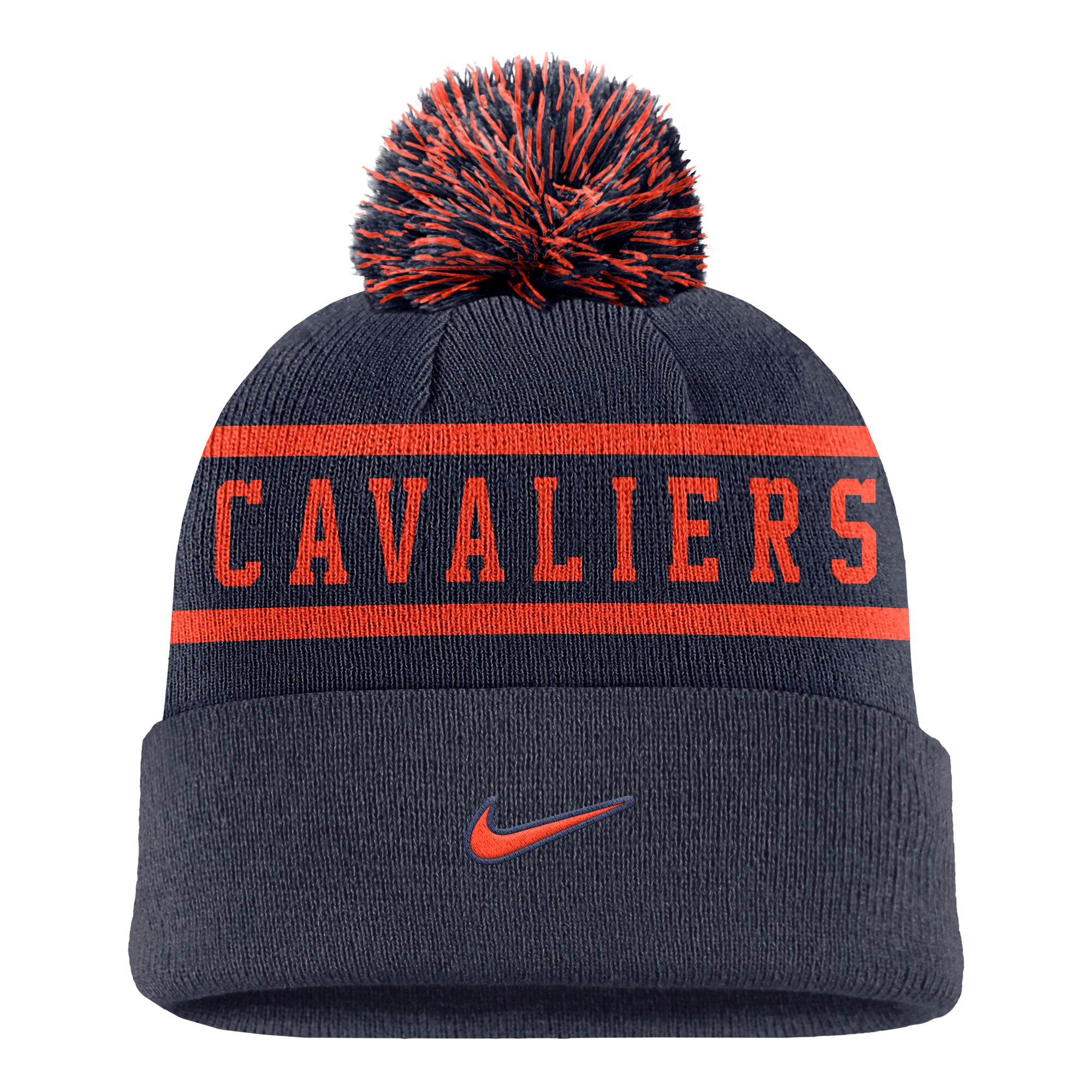 Men's Nike Navy Virginia Cavaliers Peak Cuffed Knit Hat with Pom