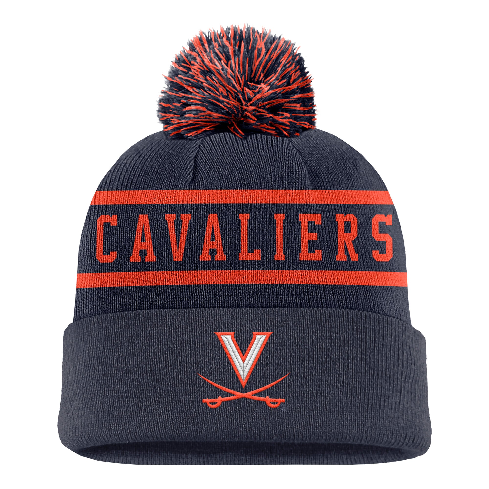 Men's Nike Navy Virginia Cavaliers Peak Cuffed Knit Hat with Pom