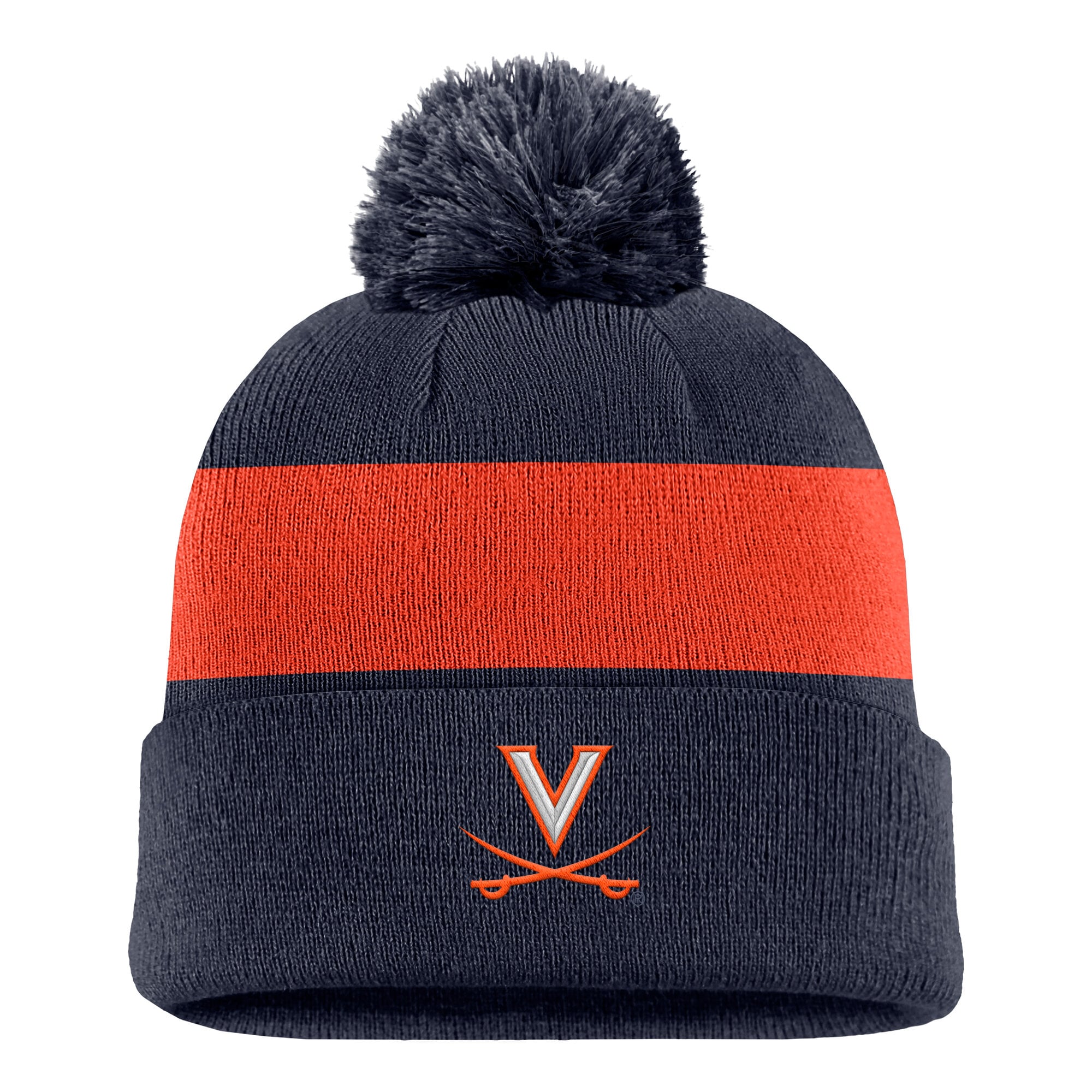 Bonnet à rayures et logo Nike Virginia Cavaliers Primetime bleu marine avec pompon