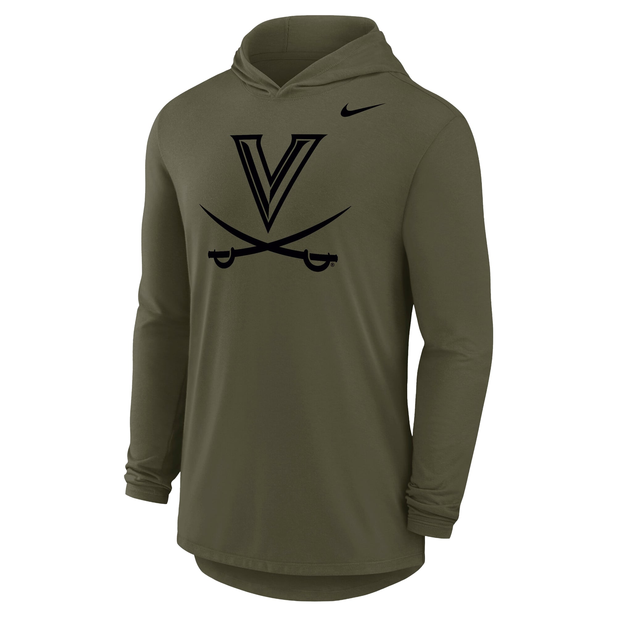T-shirt à capuche manches longues Nike Virginia Cavaliers Dri-FIT militaire olive pour homme