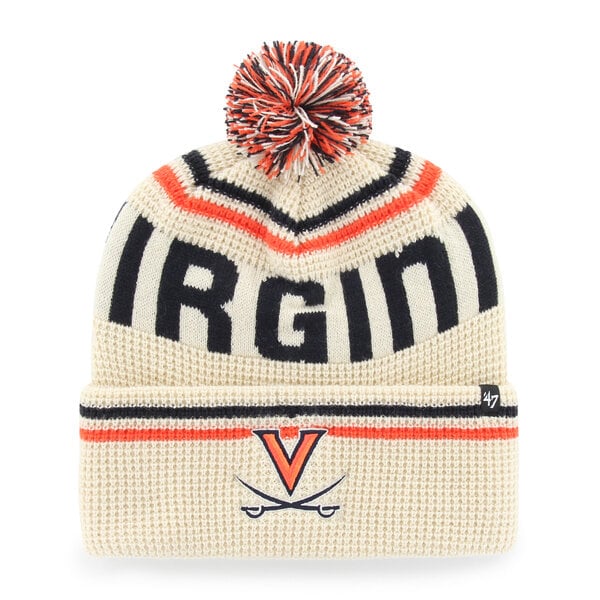 Bonnet unisexe '47 crème Virginia Cavaliers Quattrle en maille gaufrée à revers avec pompon