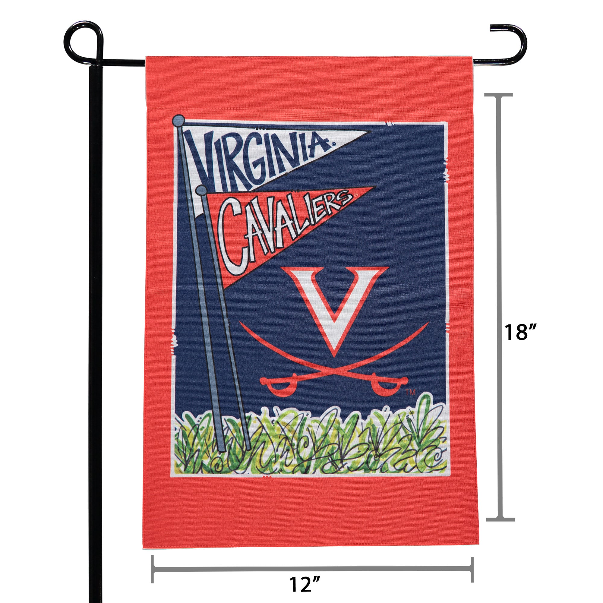 Drapeau de jardin double face mascotte Virginia Cavaliers 12 "x 18"