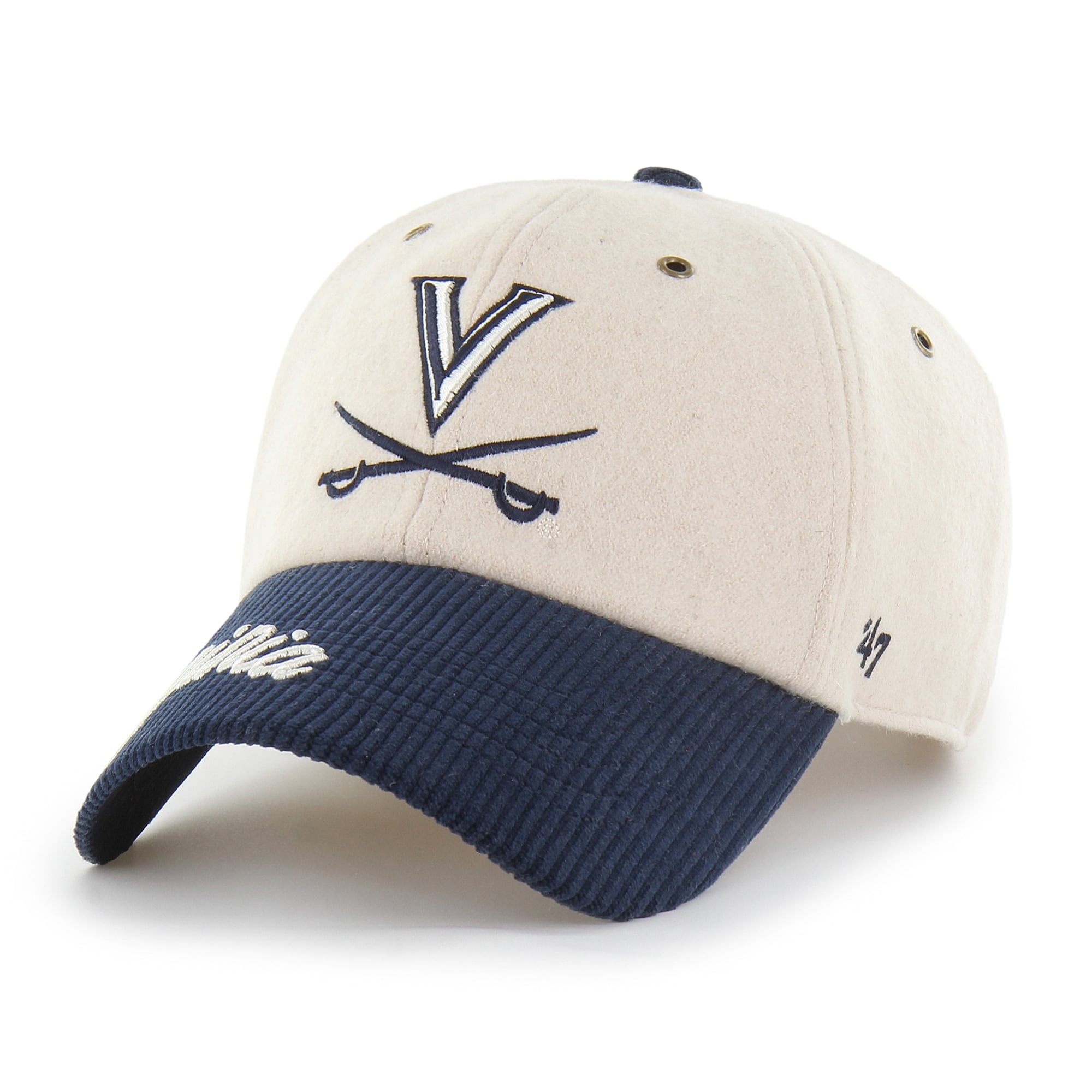 Women's '47 Cream/Navy Virginia Cavaliers Rope Script Clean Up Adjustable Hat