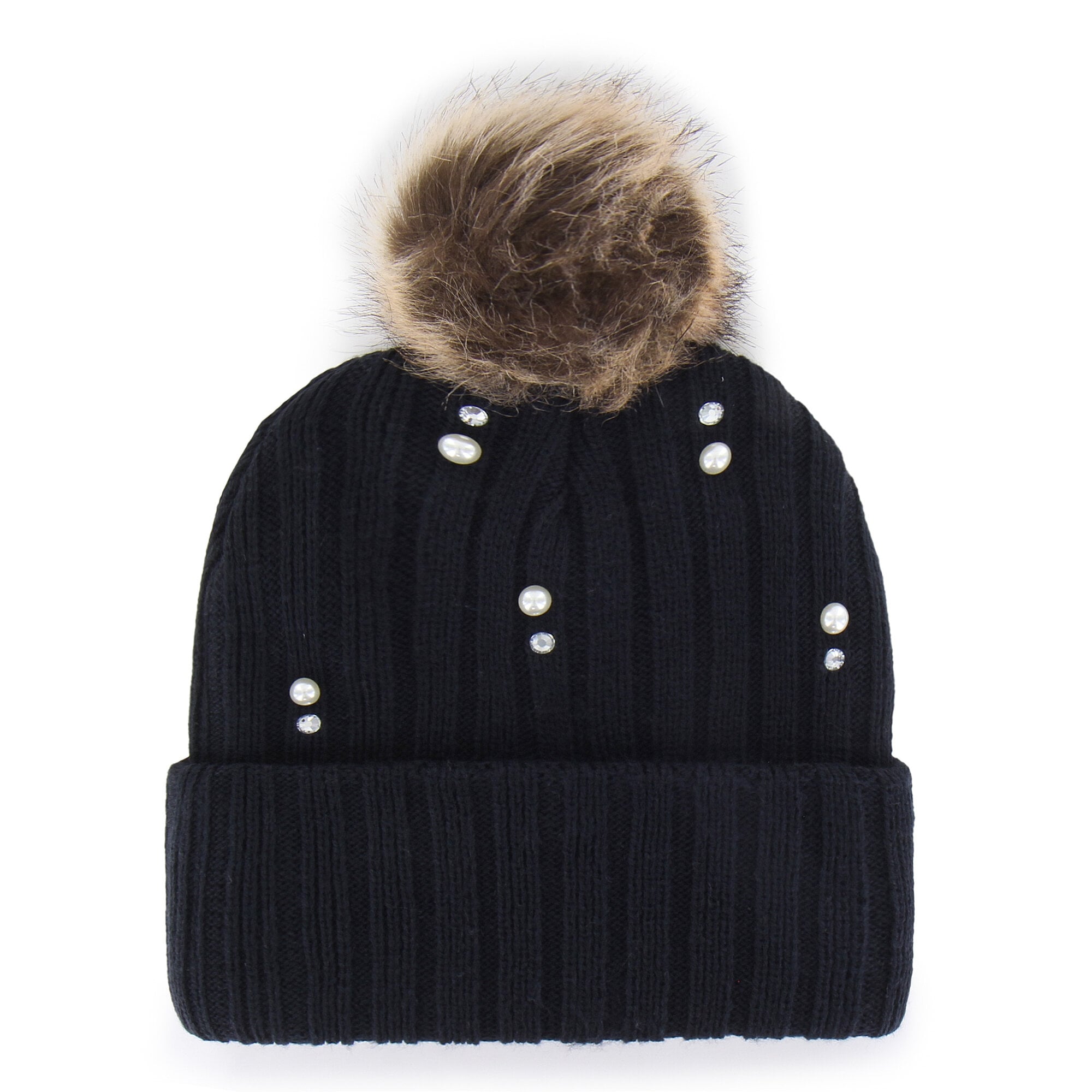 Bonnet en maille de fourrure nacrée « 47 Navy Virginia Cavaliers » pour femme, avec pompon