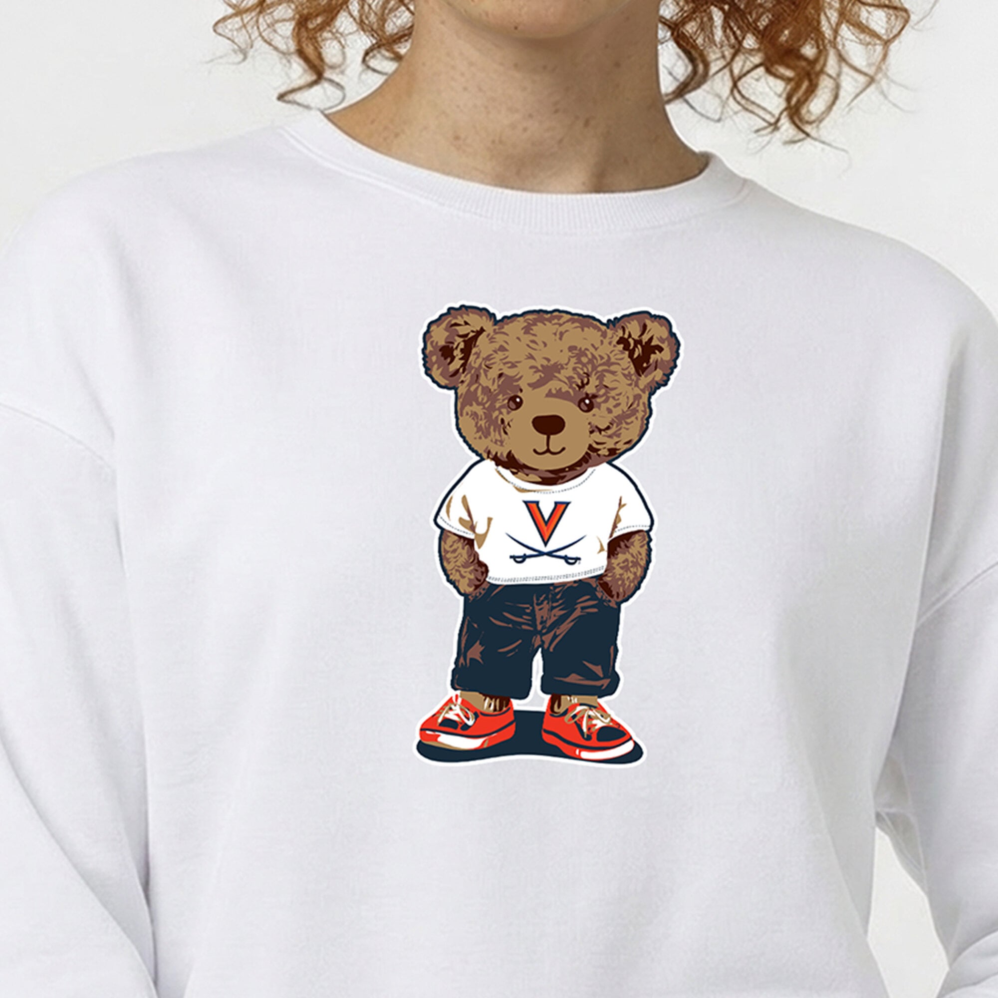 Women's Champion  White Virginia Cavaliers Teddy Bear Fleece Sweatshirt
