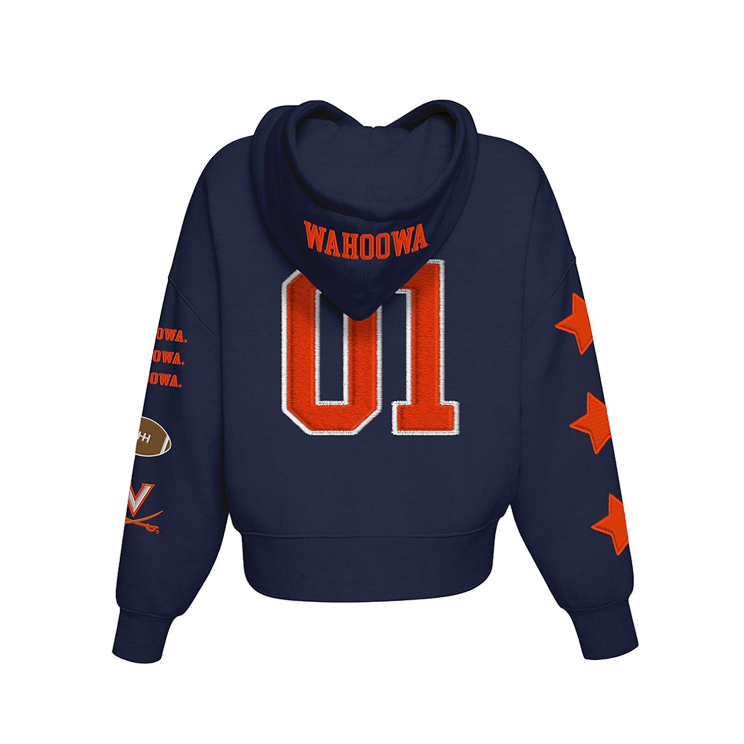 Sweat à capuche court Hype and Vice pour femmes, bleu marine, Virginia Cavaliers