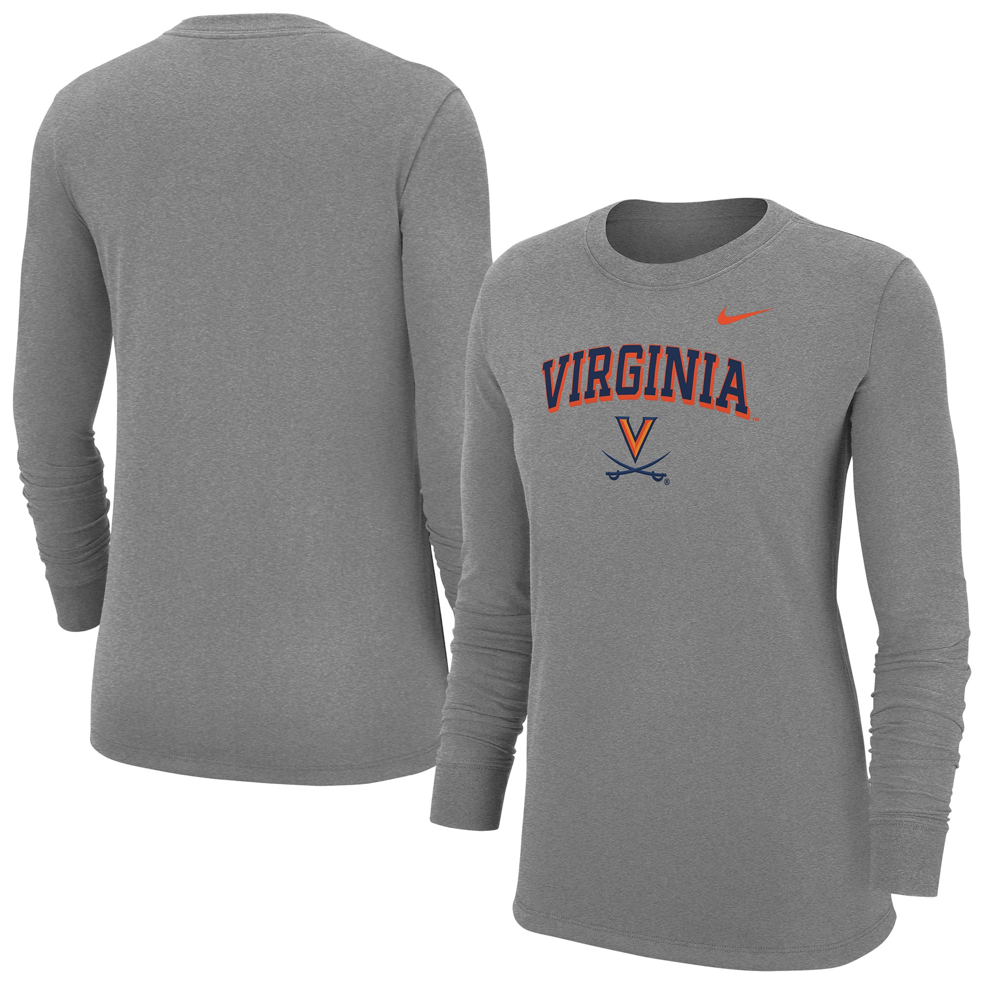 T-shirt à manches longues Nike Heather Gray Virginia Cavaliers Core pour femme
