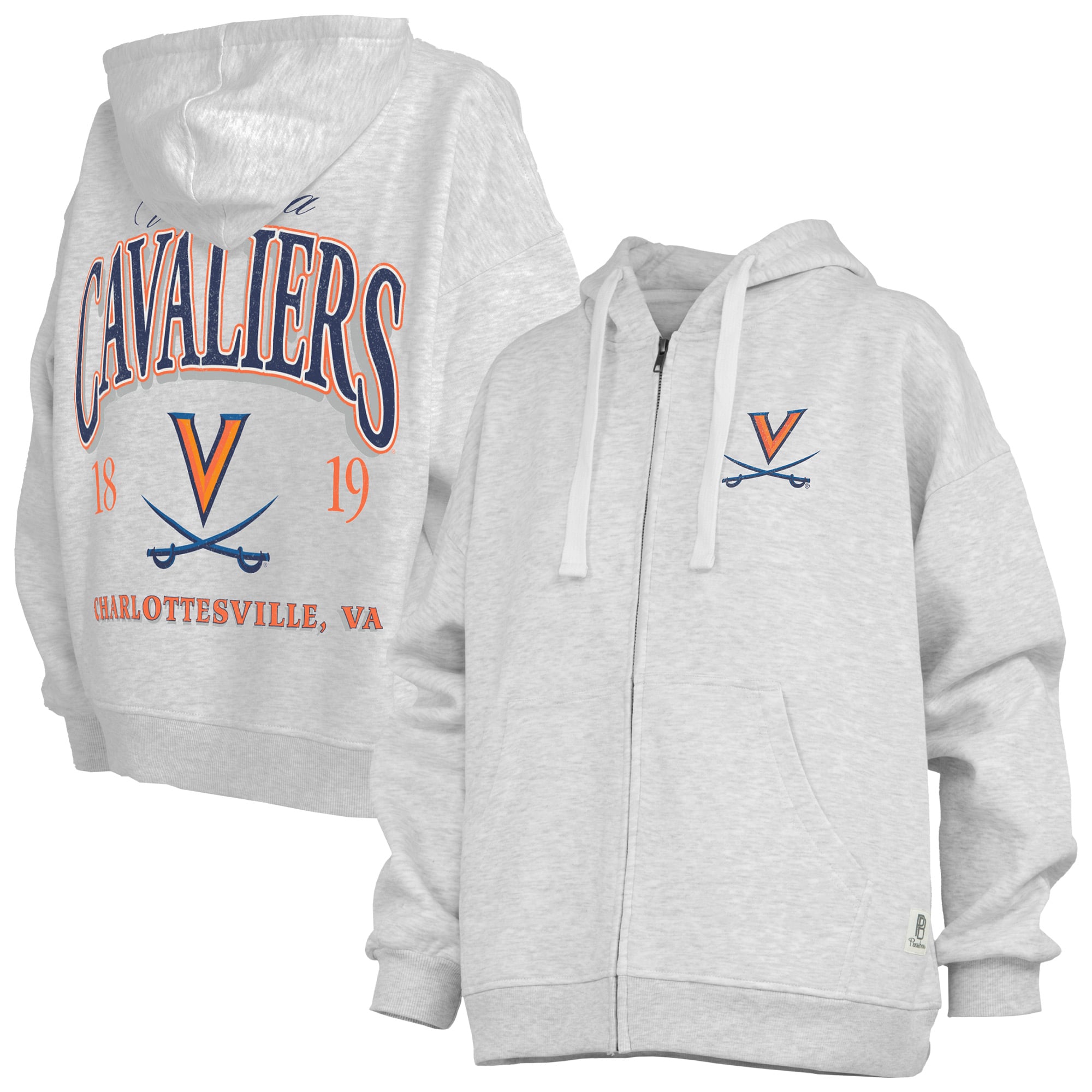 Sweat à capuche zippé Janise gris chiné pour femme, Virginia Cavaliers, Pressbox.