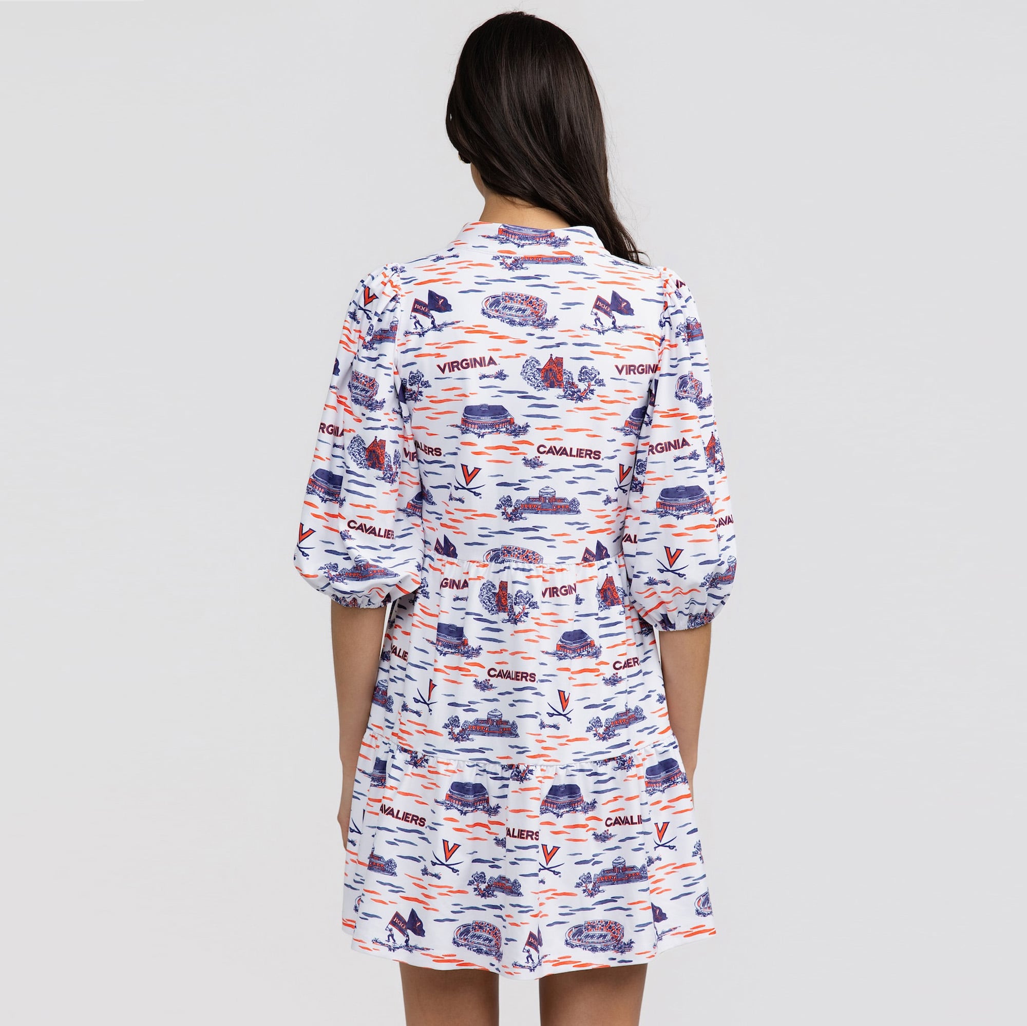 Women's Smith & Quinn White Virginia Cavaliers 3/4 Sleeve Toile Tory Dress