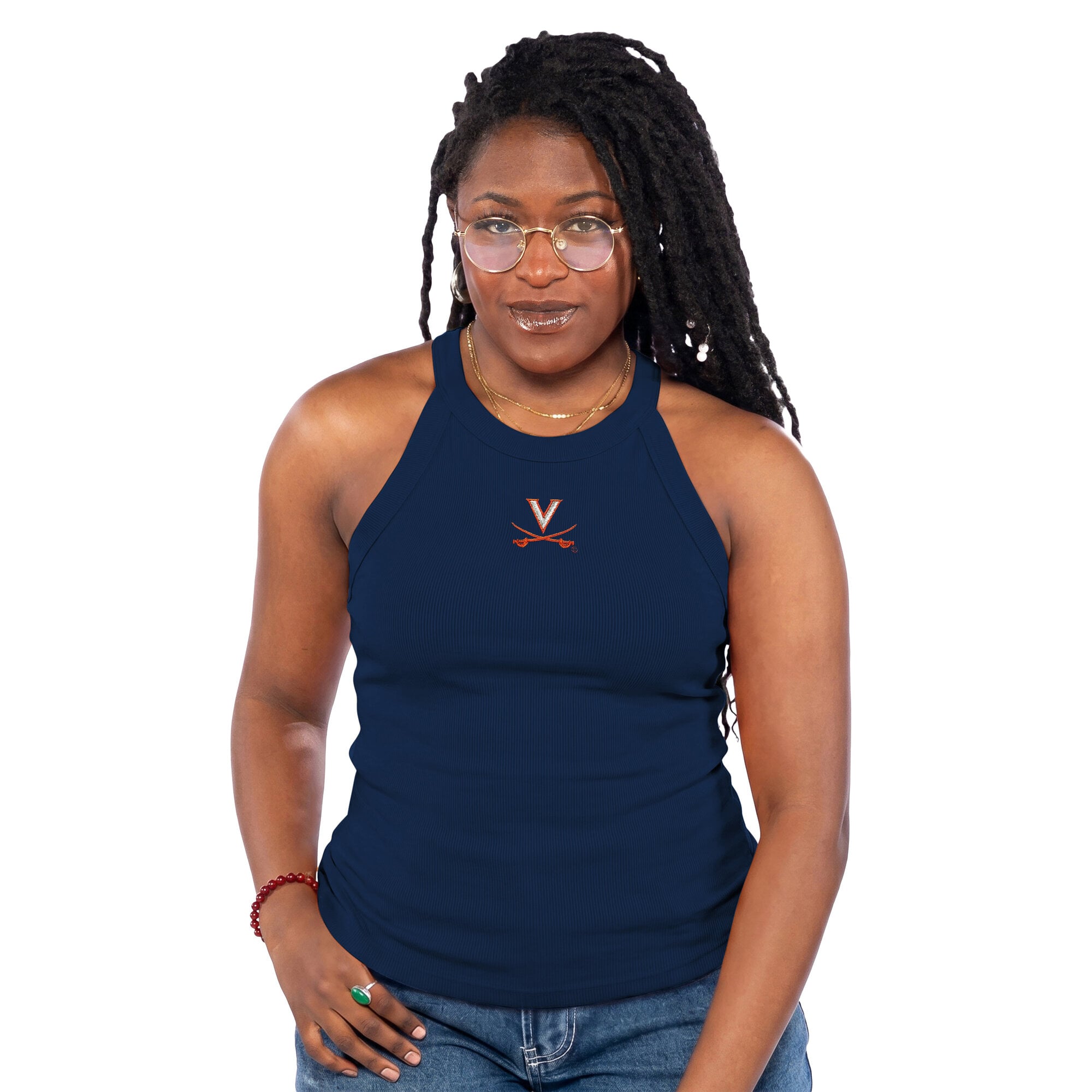 Women's ZooZatz  Navy Virginia Cavaliers Tri-Blend Racerback Ribbed Tank Top