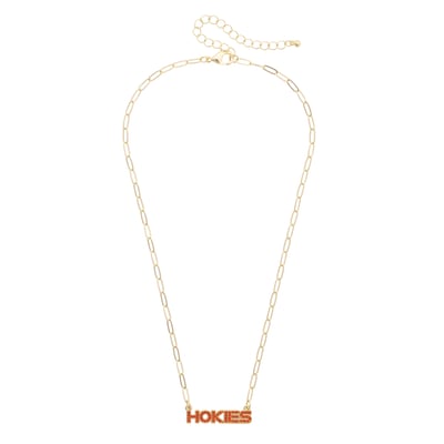 Virginia Tech Hokies CANVAS Style Gold-Plated Pavé Outline Necklace