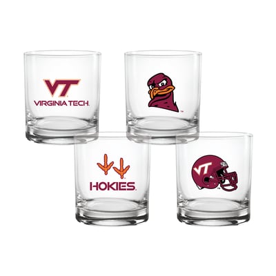  Virginia Tech Hokies Indigo Falls Core 4-Pack Collectors 14oz. Rocks Glass Set