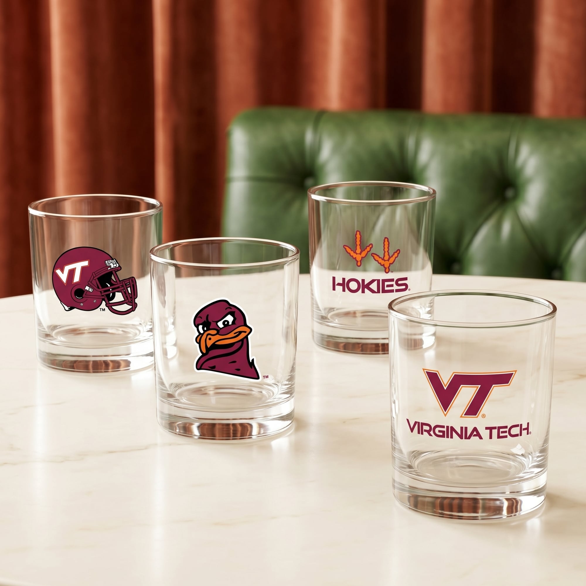 Coffret de 4 verres à whisky de collection Indigo Falls Virginia Tech Hokies Core