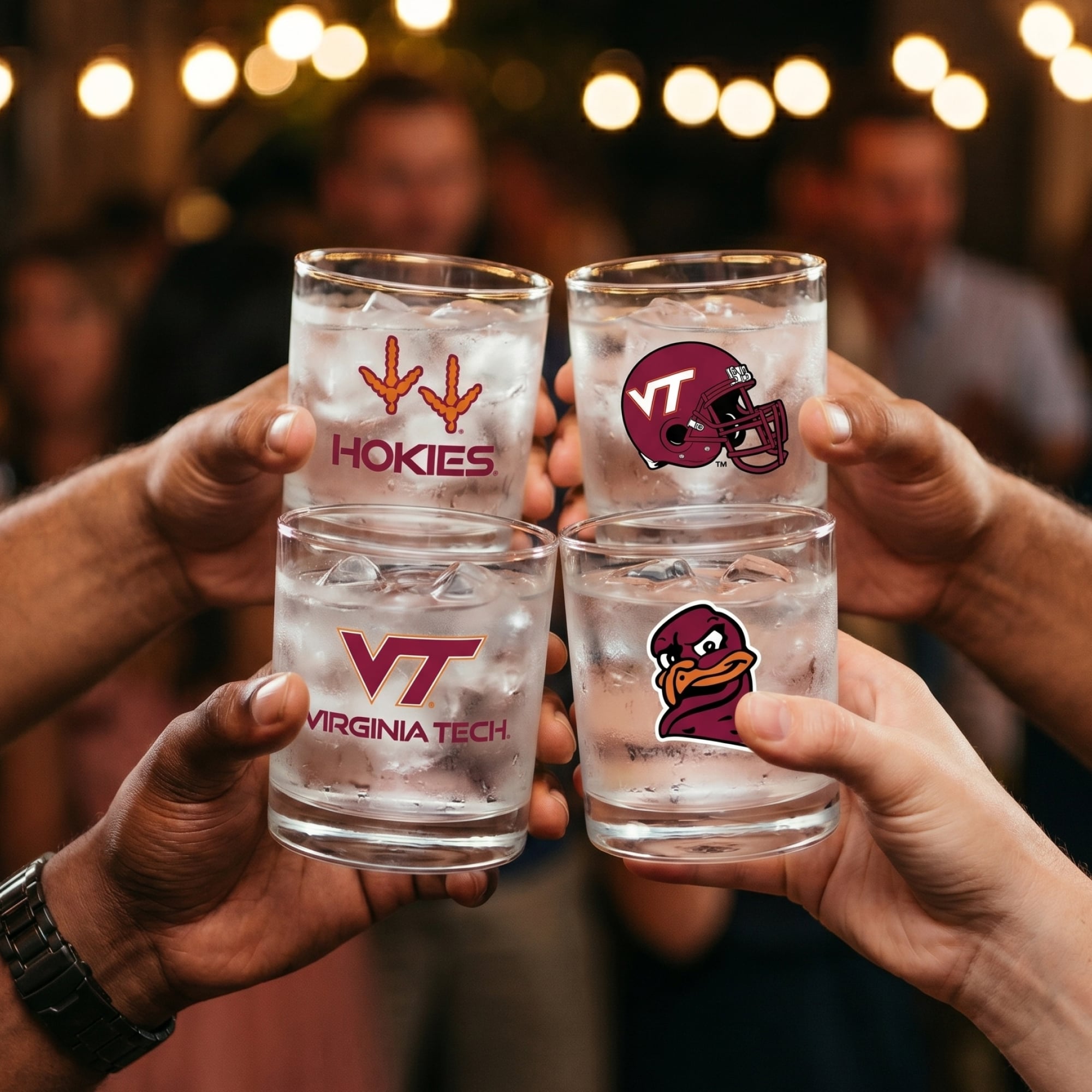 Coffret de 4 verres à whisky de collection Indigo Falls Virginia Tech Hokies Core