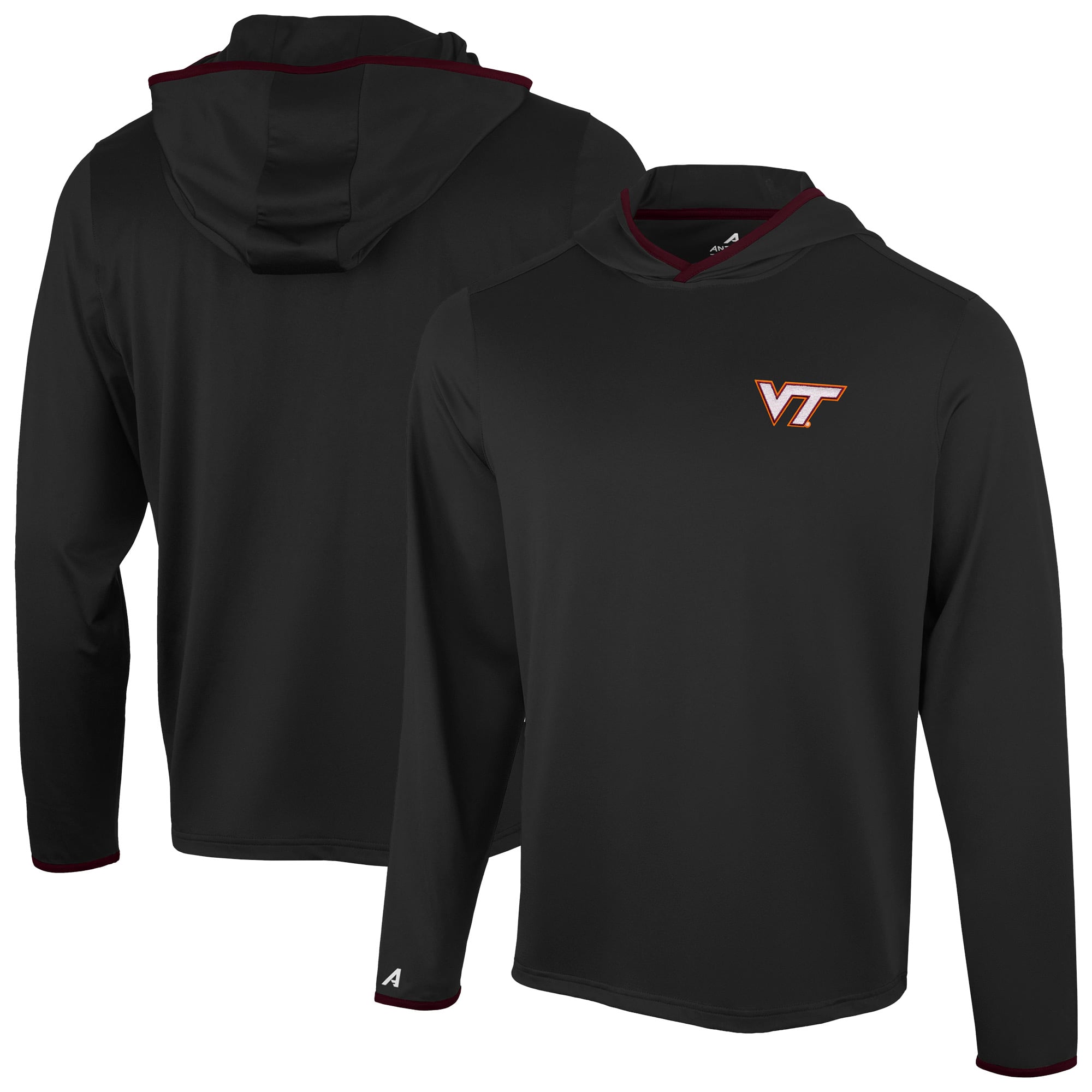 T-shirt à capuche manches longues Antigua Black Virginia Tech Hokies Brink Color Pop pour homme