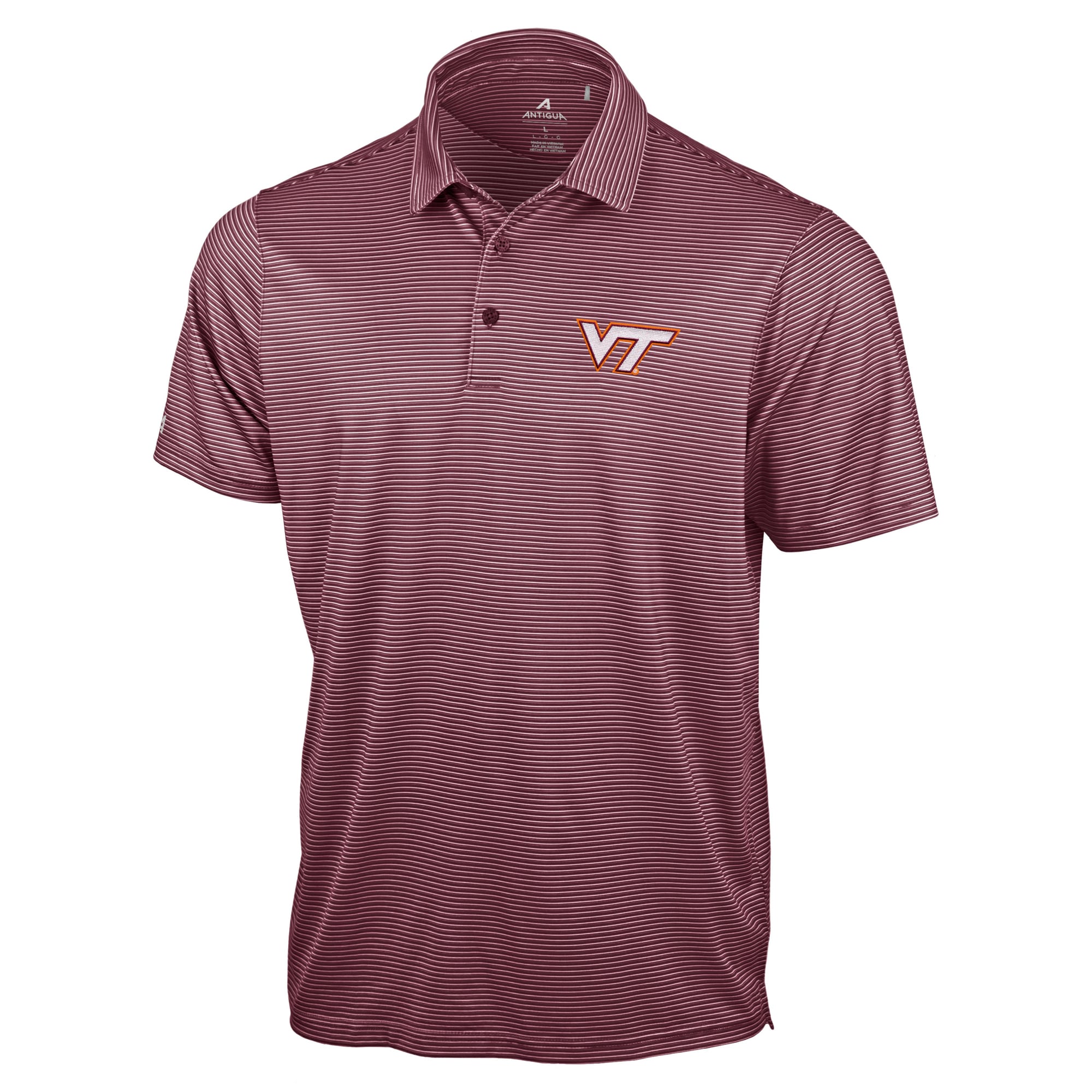 Polo Antigua marron pour homme, collection Virginia Tech Hokies.